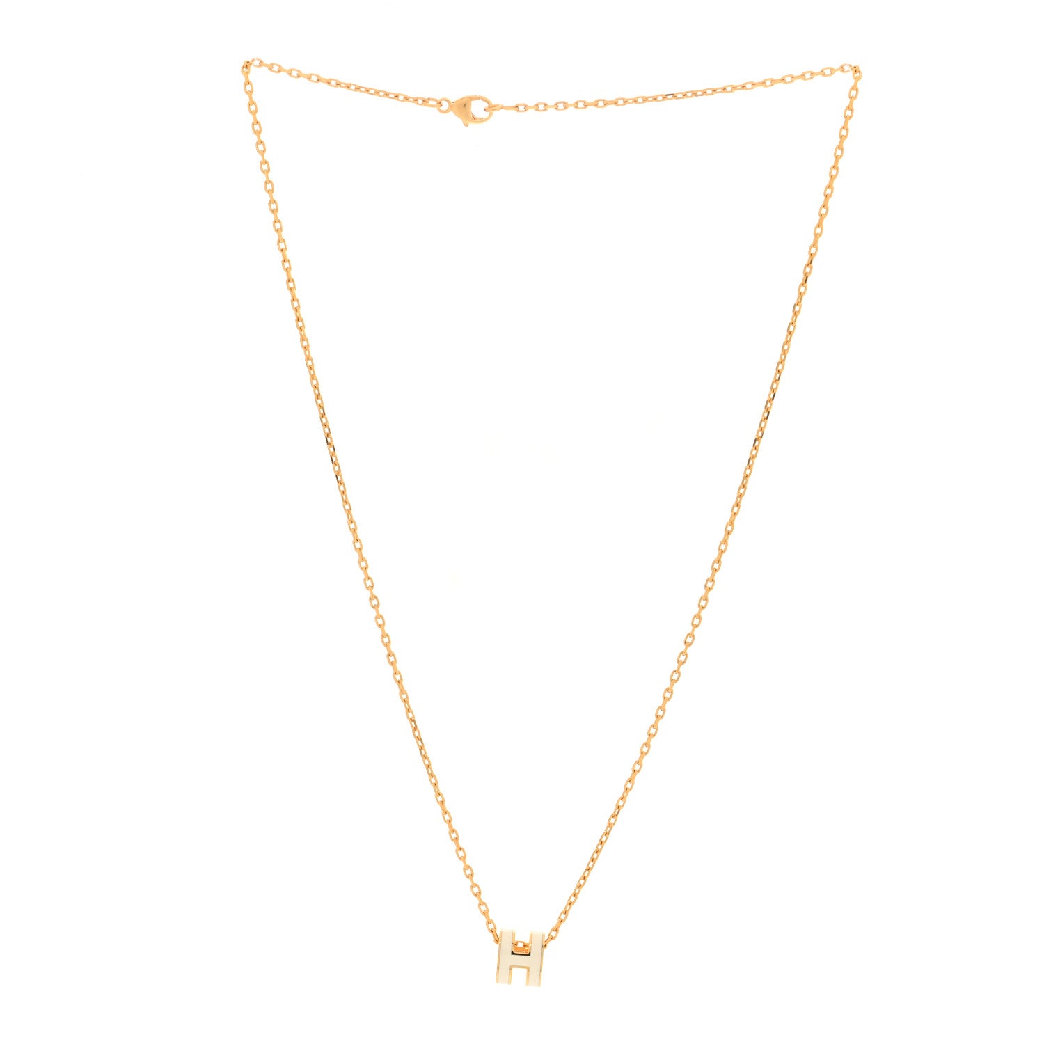 Hermes Lacquered Gold Mini Pop H Pendant Necklace White 3 of 7