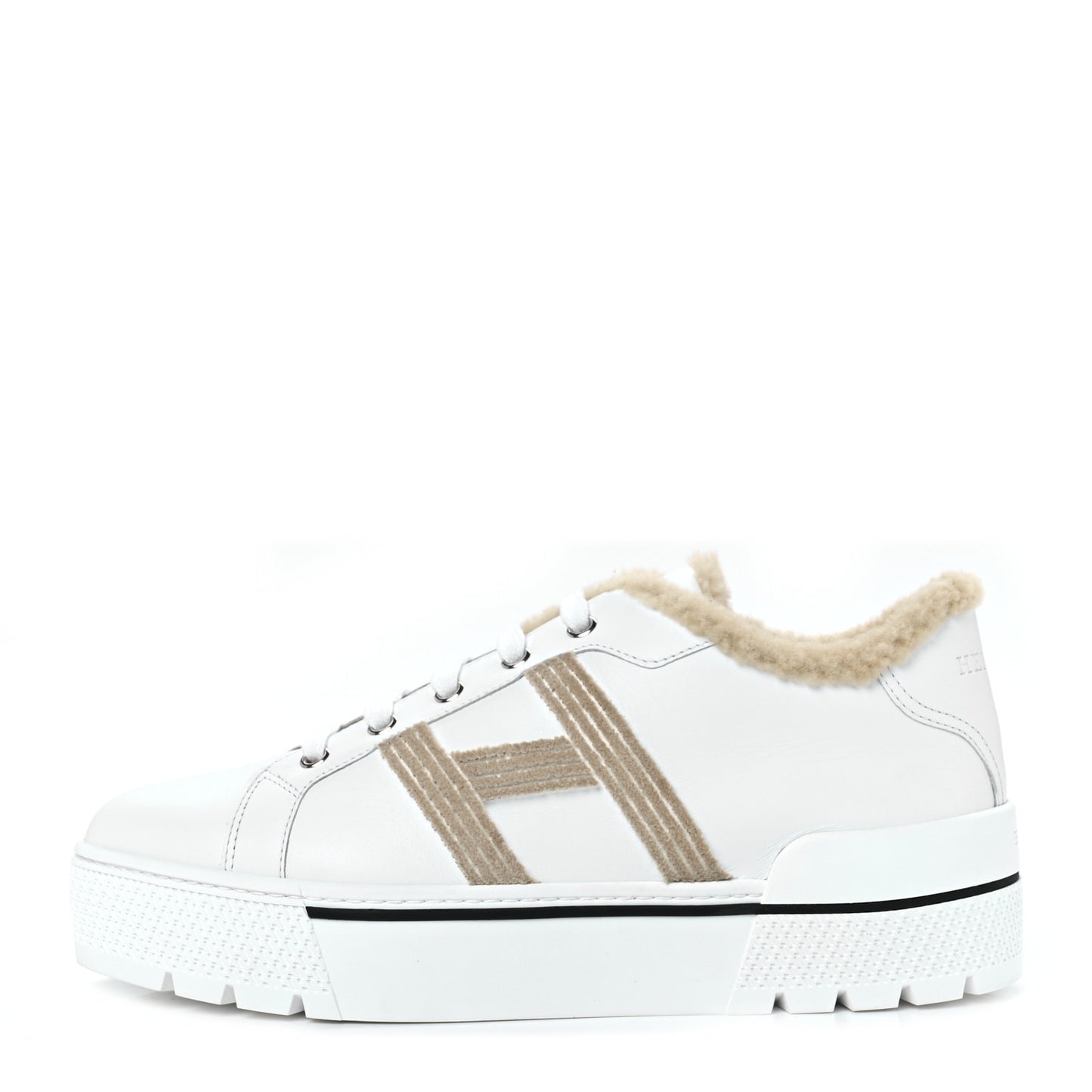 Calfskin Woolskin Dare Sneakers 40 White Ecru
