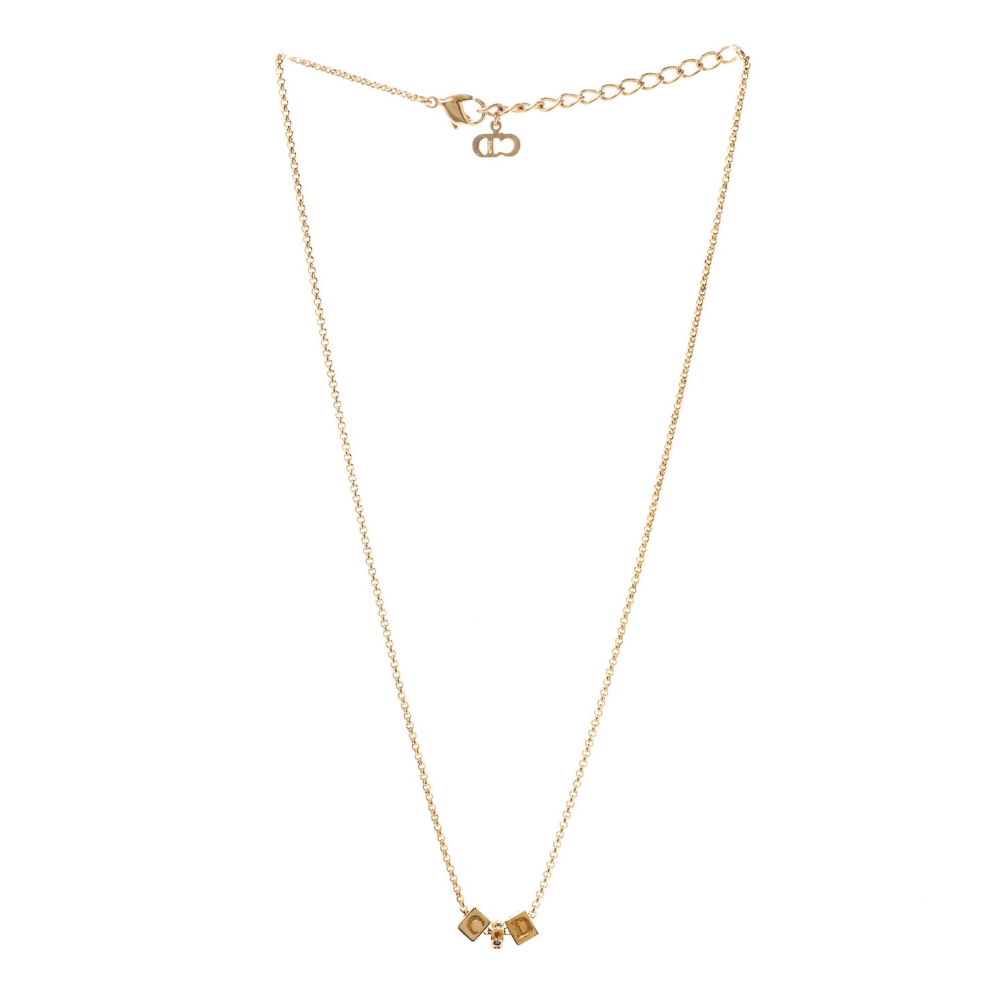 Crystal CD Cube Pendant Necklace Gold
