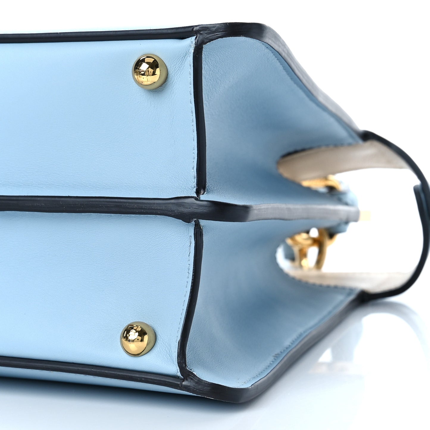 Vitello Seta Shiny Nappa Medium Peekaboo I SEE U Satchel Azzurro Baby Camelia