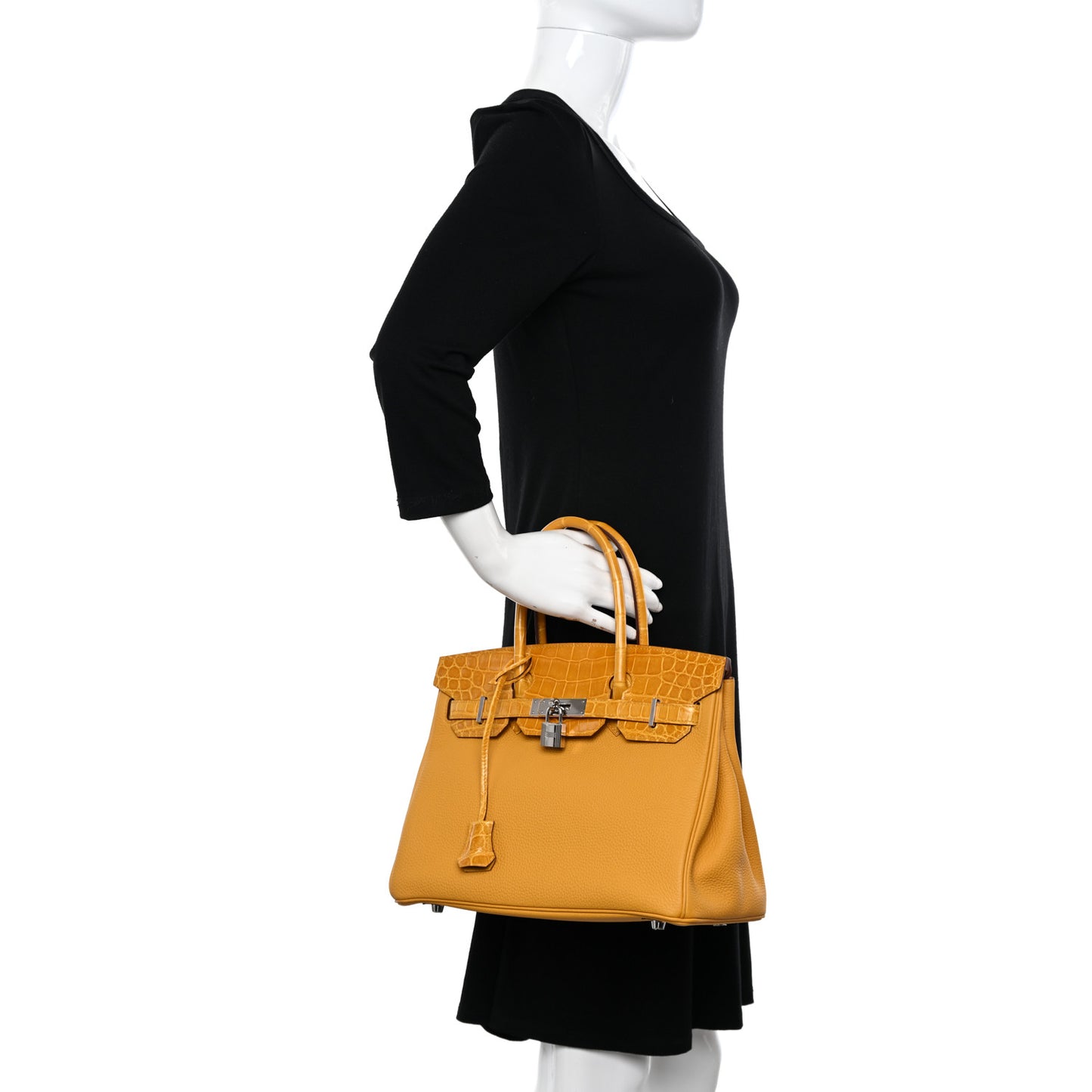 Togo Shiny Niloticus Crocodile Birkin Touch 30 Jaune Ambre