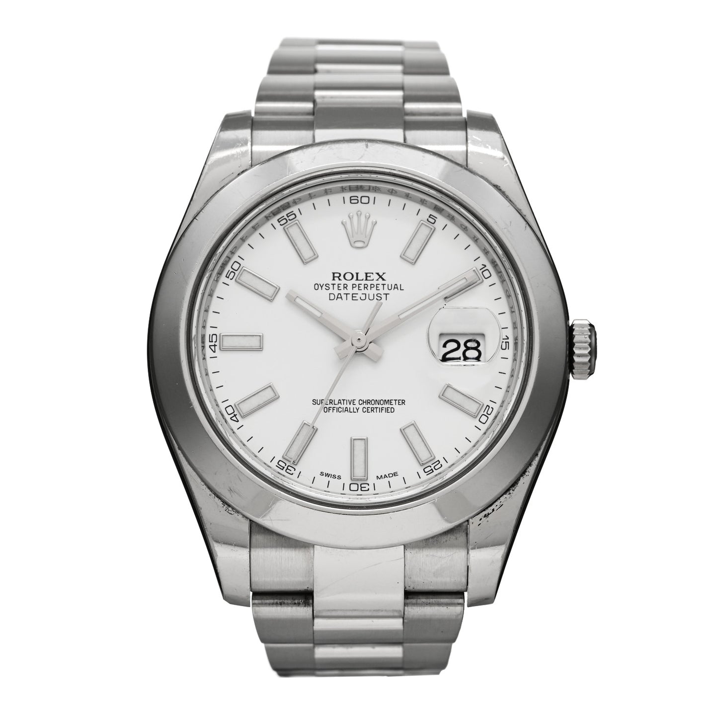 Stainless Steel 41mm Oyster Perpetual Datejust II Watch White 116300