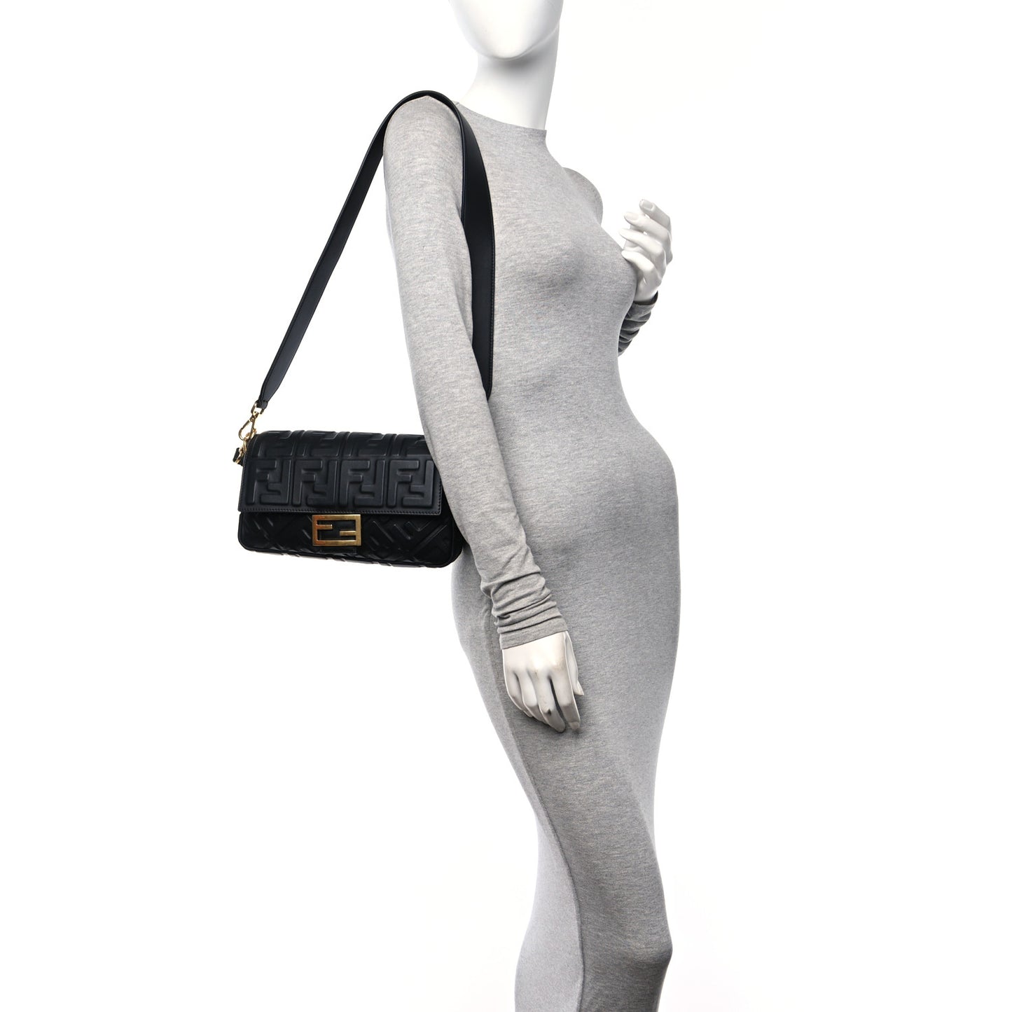 Nappa FF 1974 Embossed Baguette Black