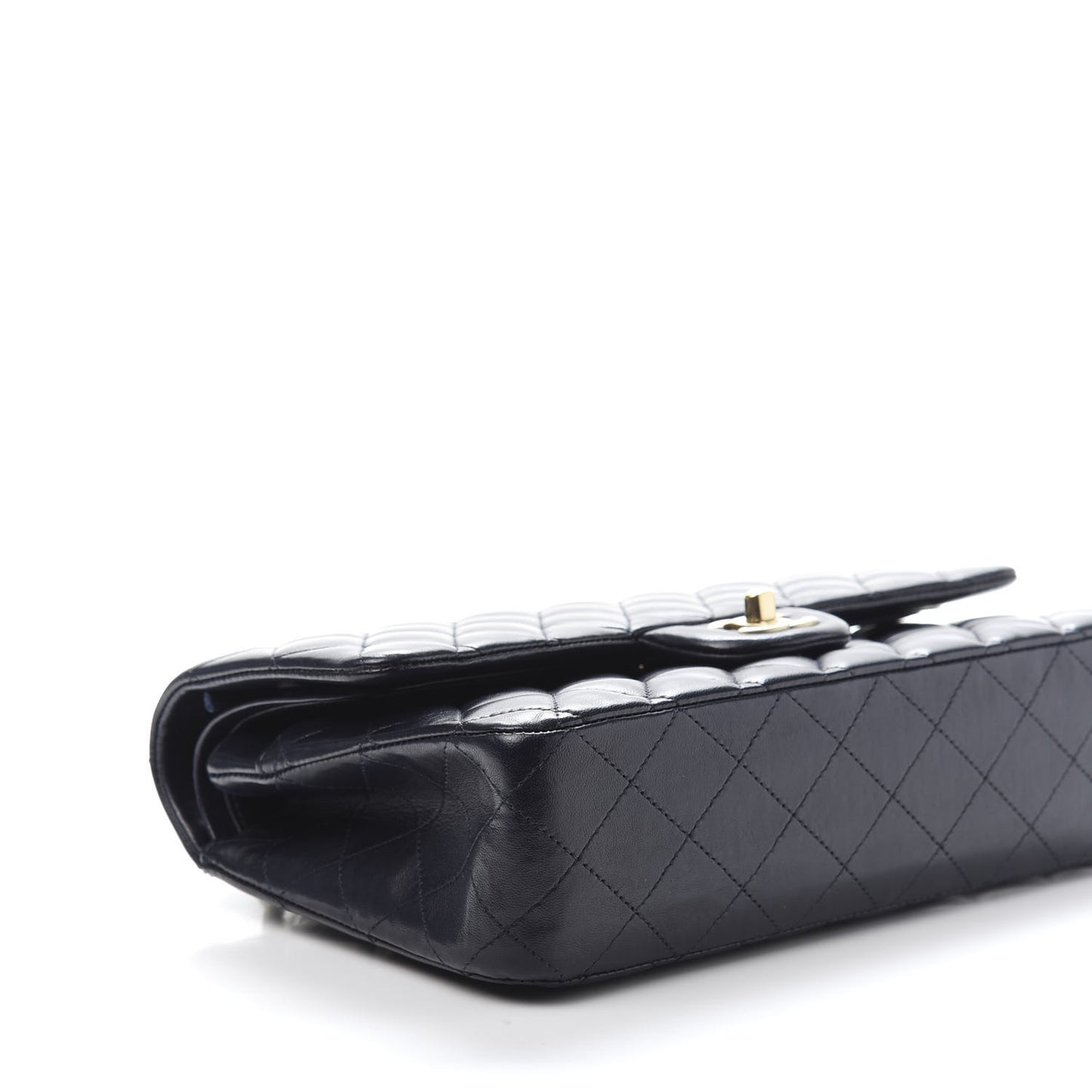 Lambskin Quilted Medium Double Flap Navy