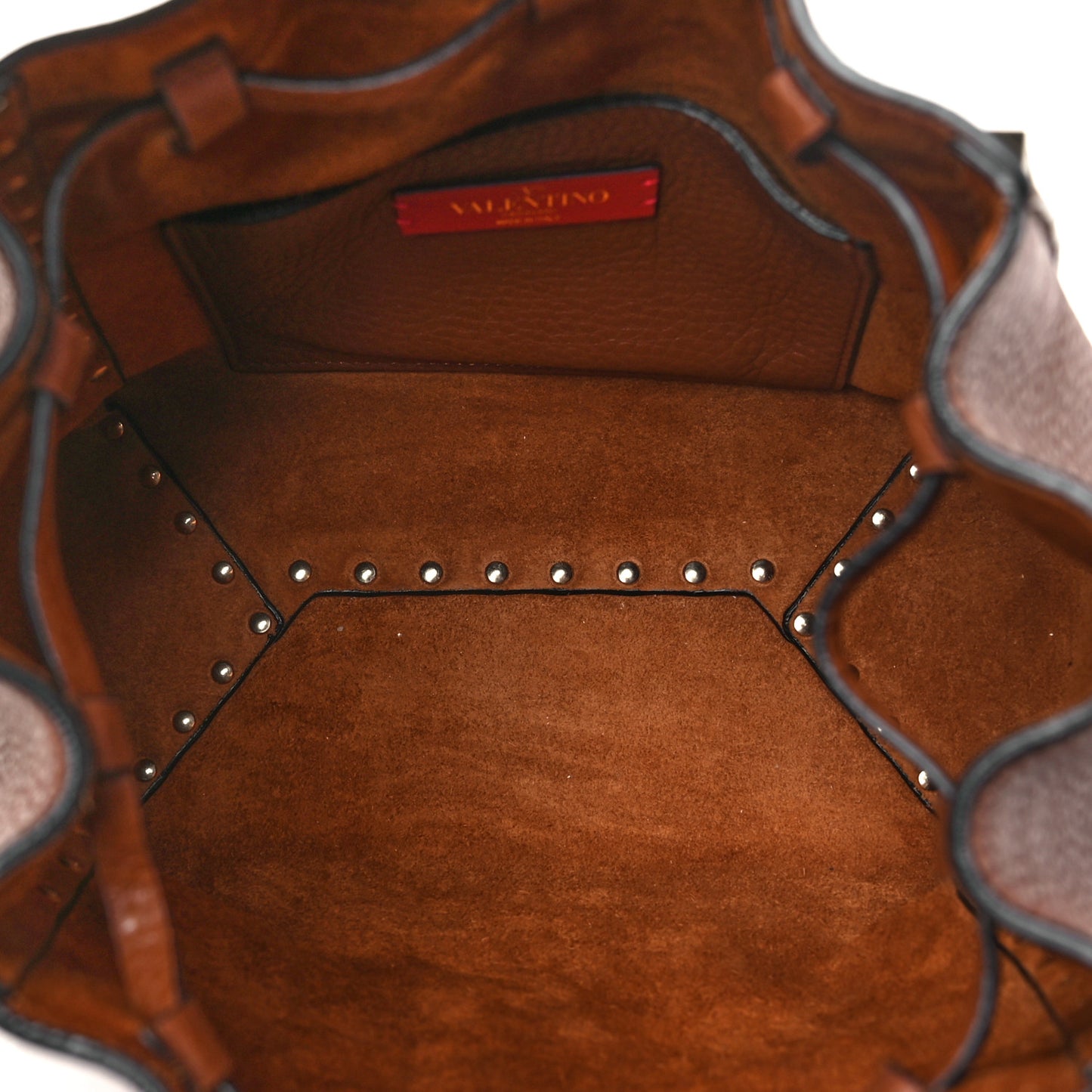Grained Calfskin Rockstud Small Bucket Bag Selleria