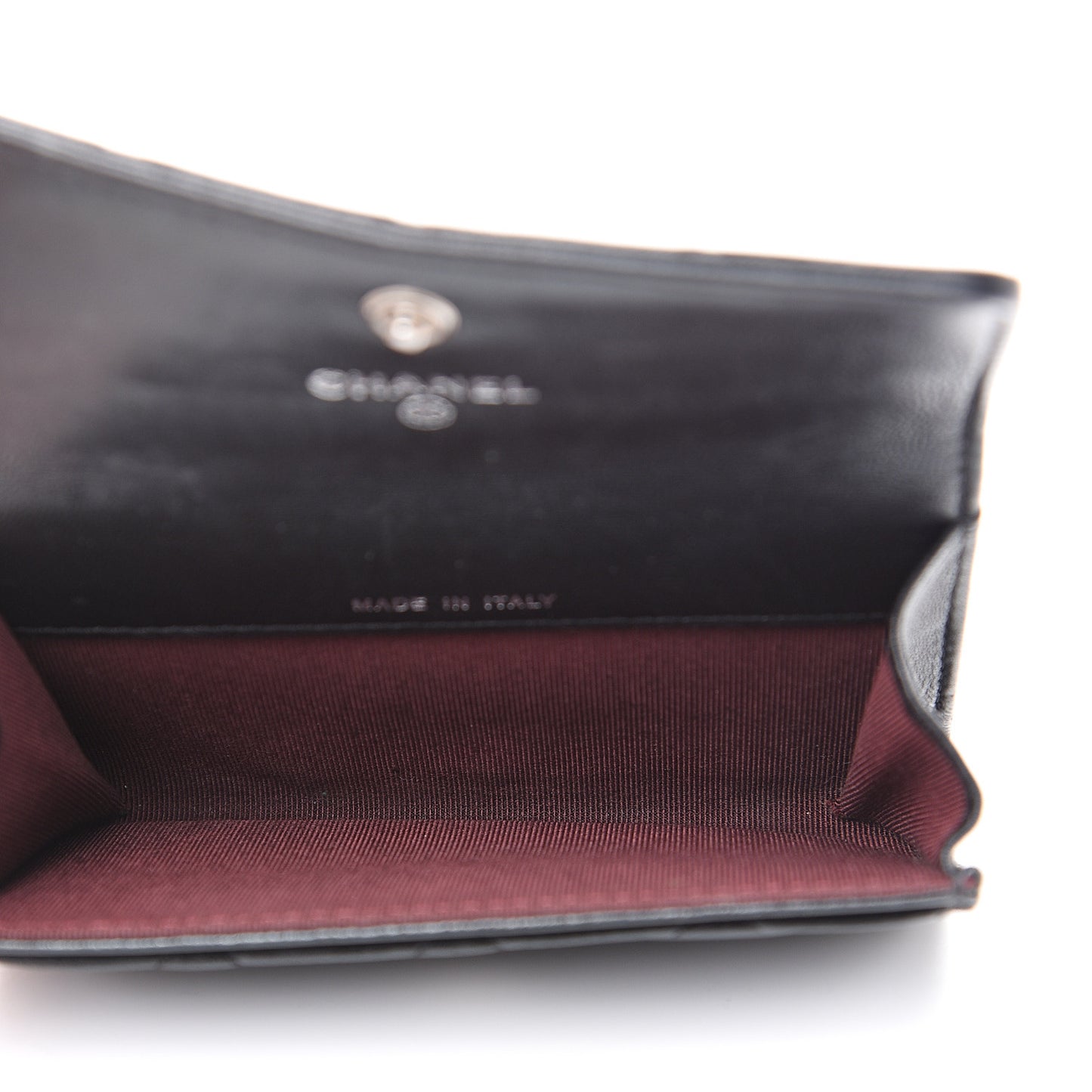 Lambskin Quilted Flap Card Holder Black