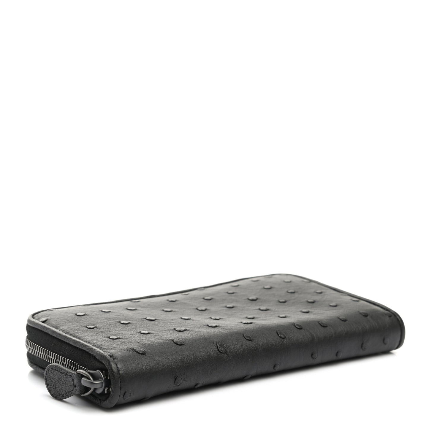 Ostrich Zip Around Wallet Black