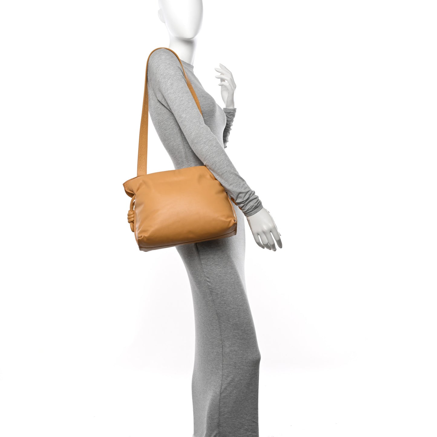 Calfskin Flamenco Puffer Knot Bag Camel