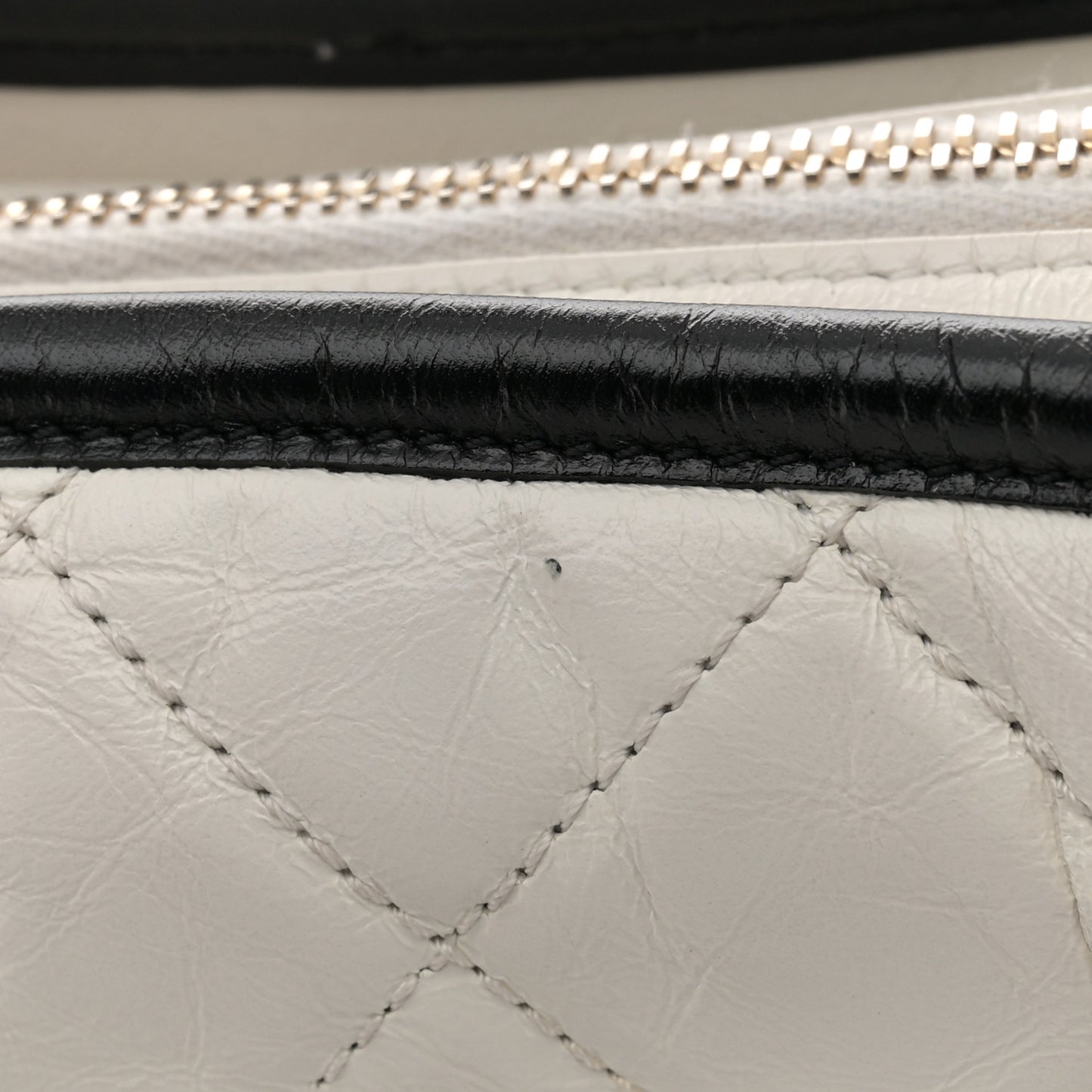 Aged Calfskin Quilted Small Gabrielle Hobo Black White