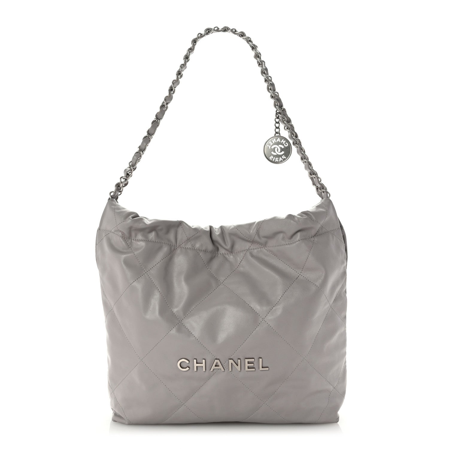 Chanel Shiny Calfskin Quilted Small Chanel 22 Grey 1 of 15