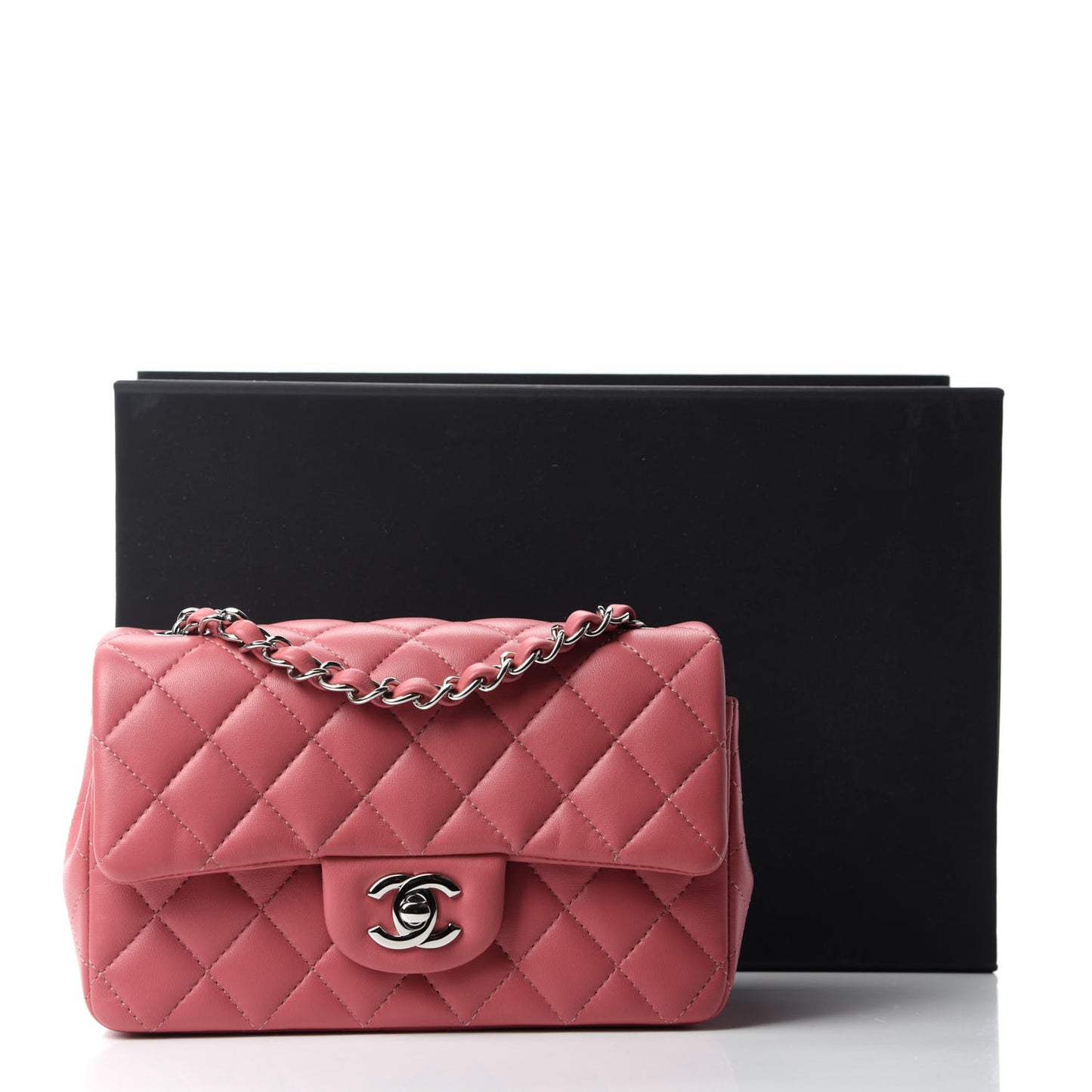 Lambskin Quilted Mini Rectangular Flap Pink