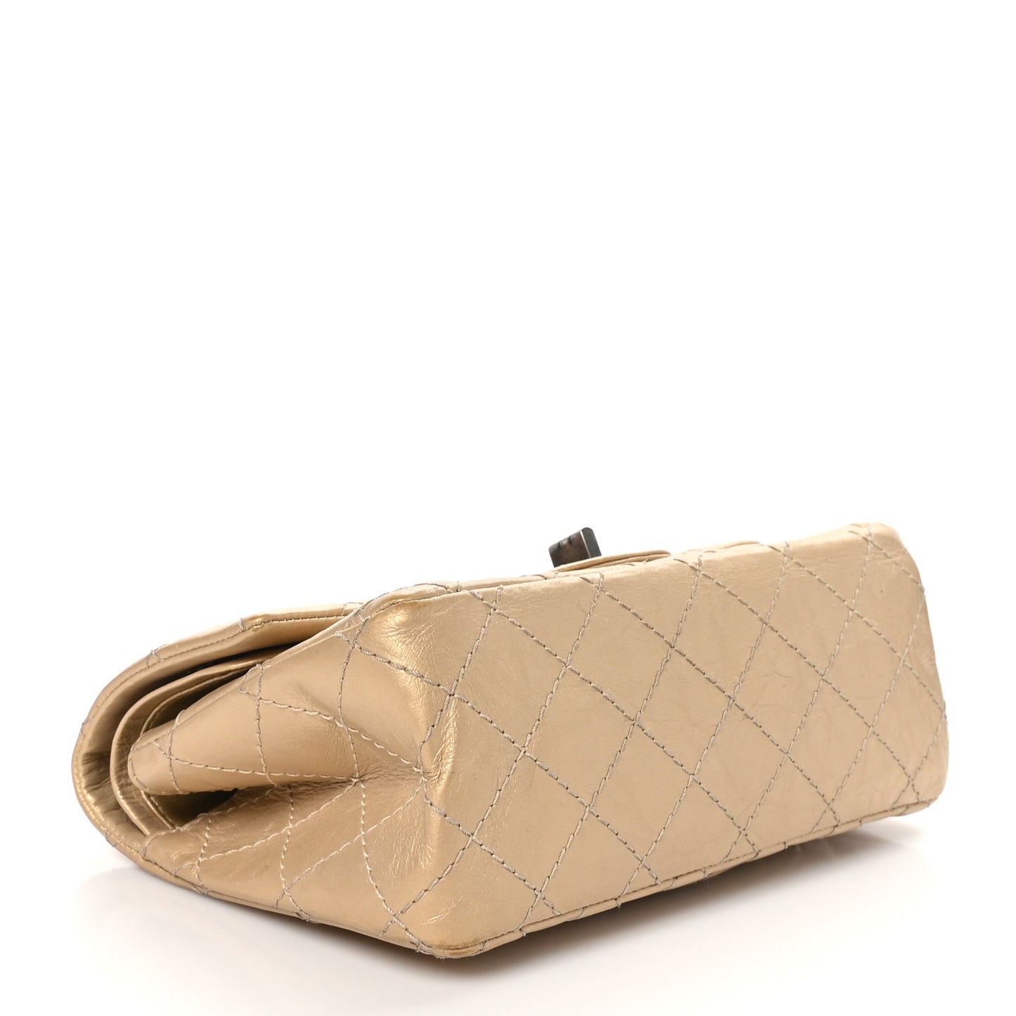 Metallic Calfskin Quilted 2.55 Reissue 224 Flap Gold