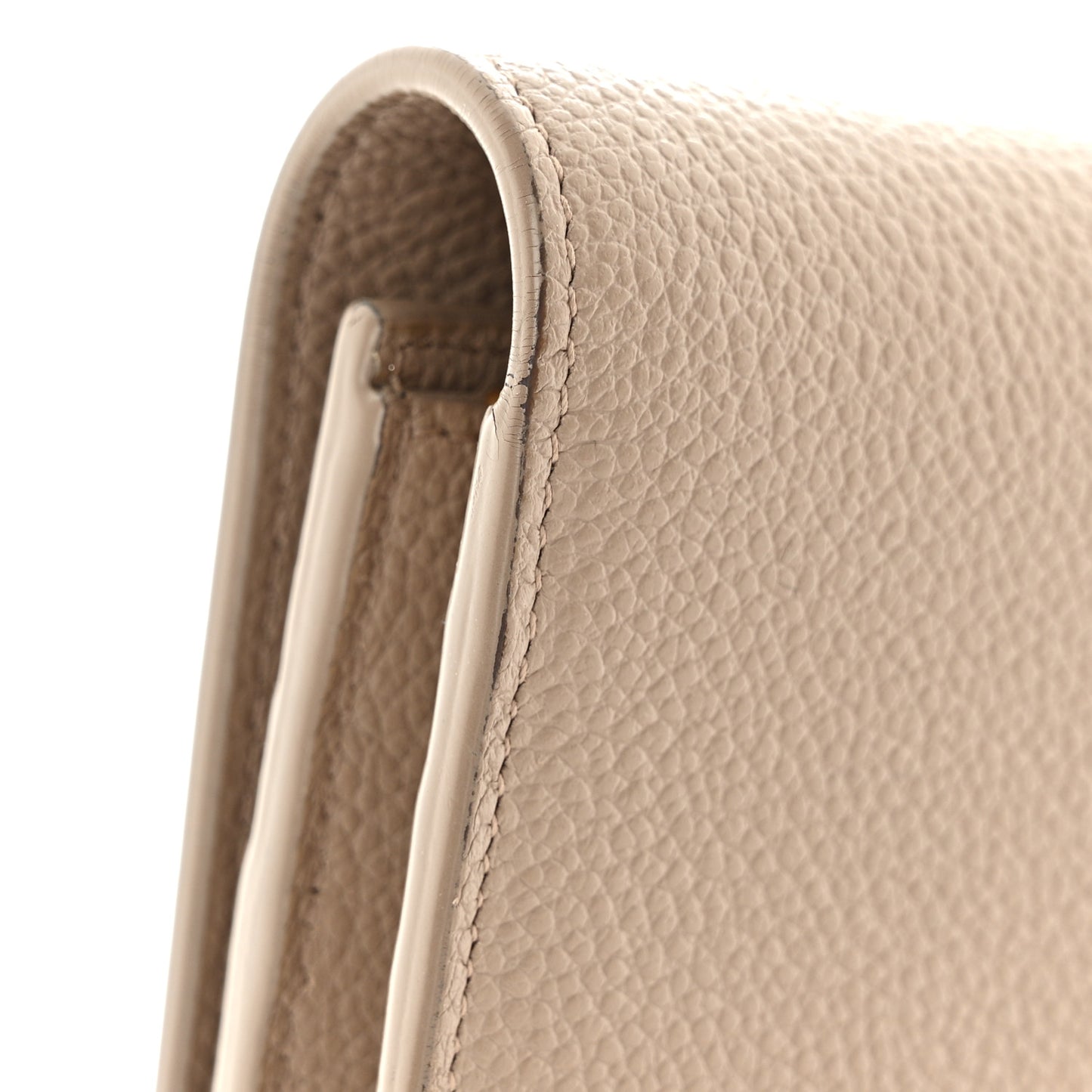 Grained Calfskin Monogram Large Flap Wallet Beige