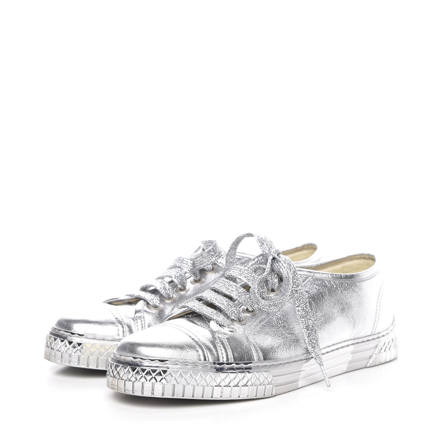 Laminated Lambskin Sneakers 39 Silver