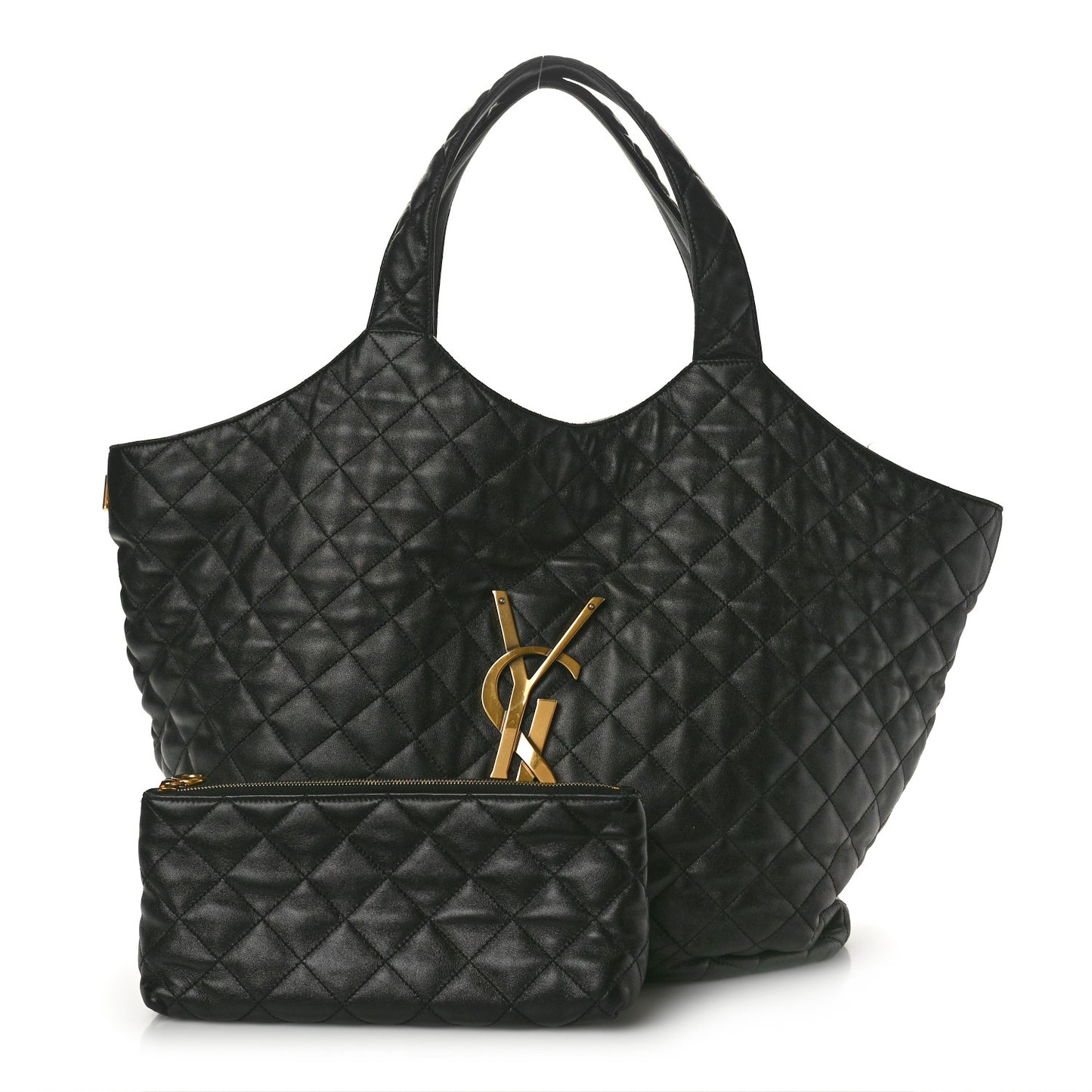 Lambskin Quilted Maxi Icare Shopping Tote Black