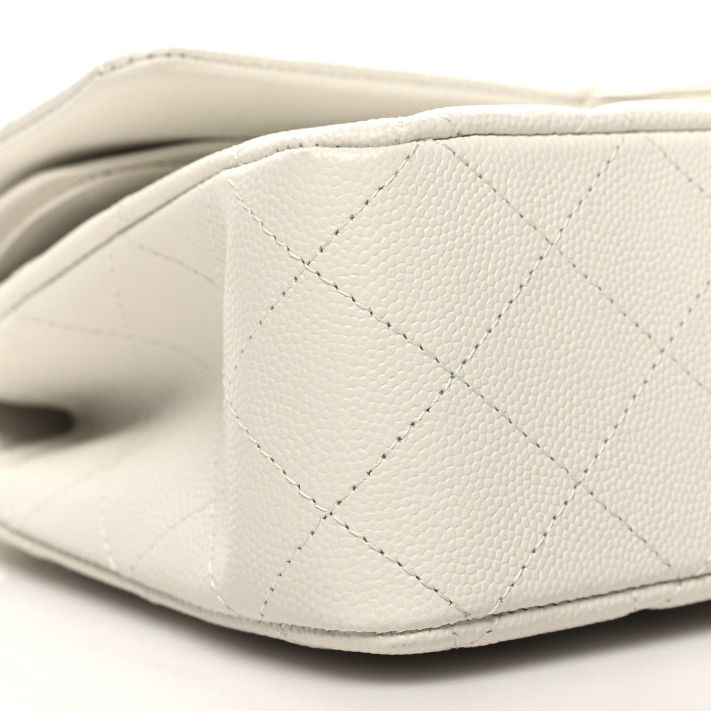 Caviar Quilted Medium Double Flap White