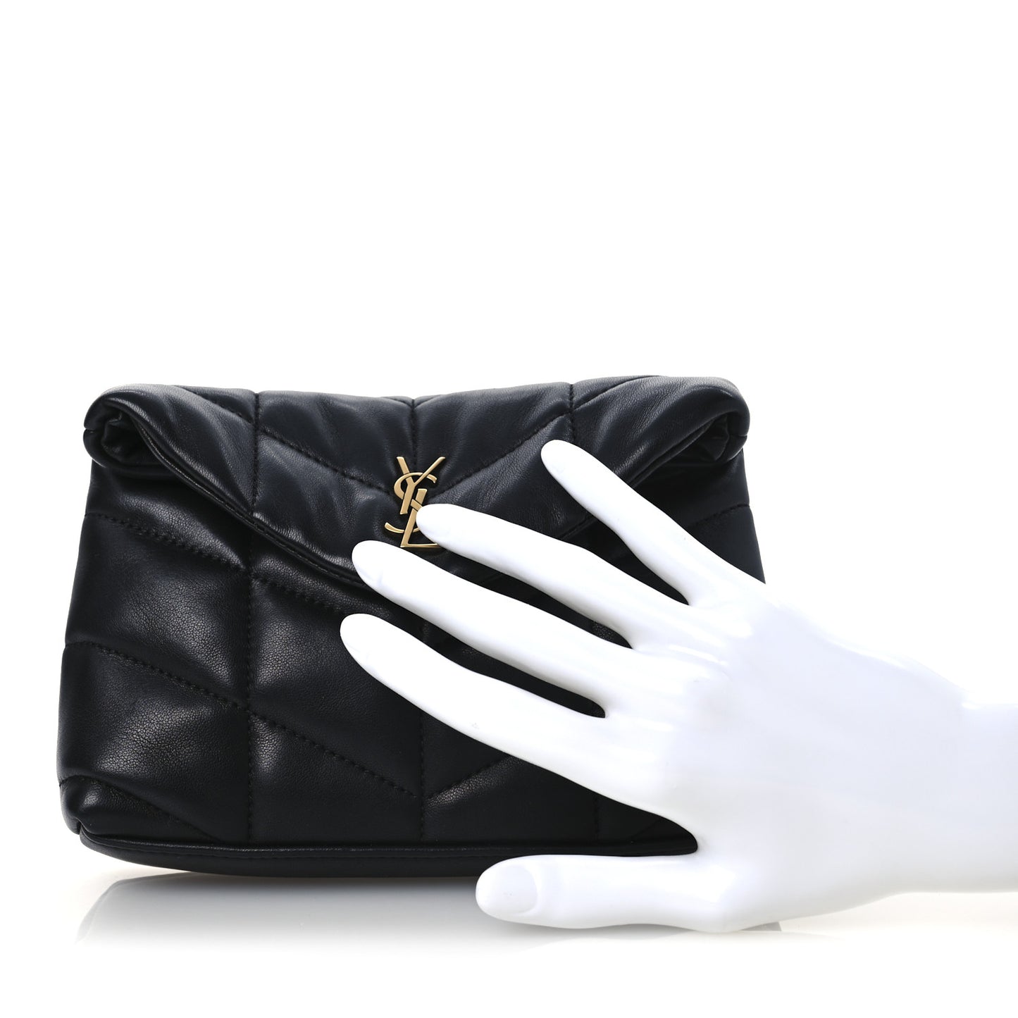 Lambskin Monogram Loulou Puffer Pouch Clutch Black