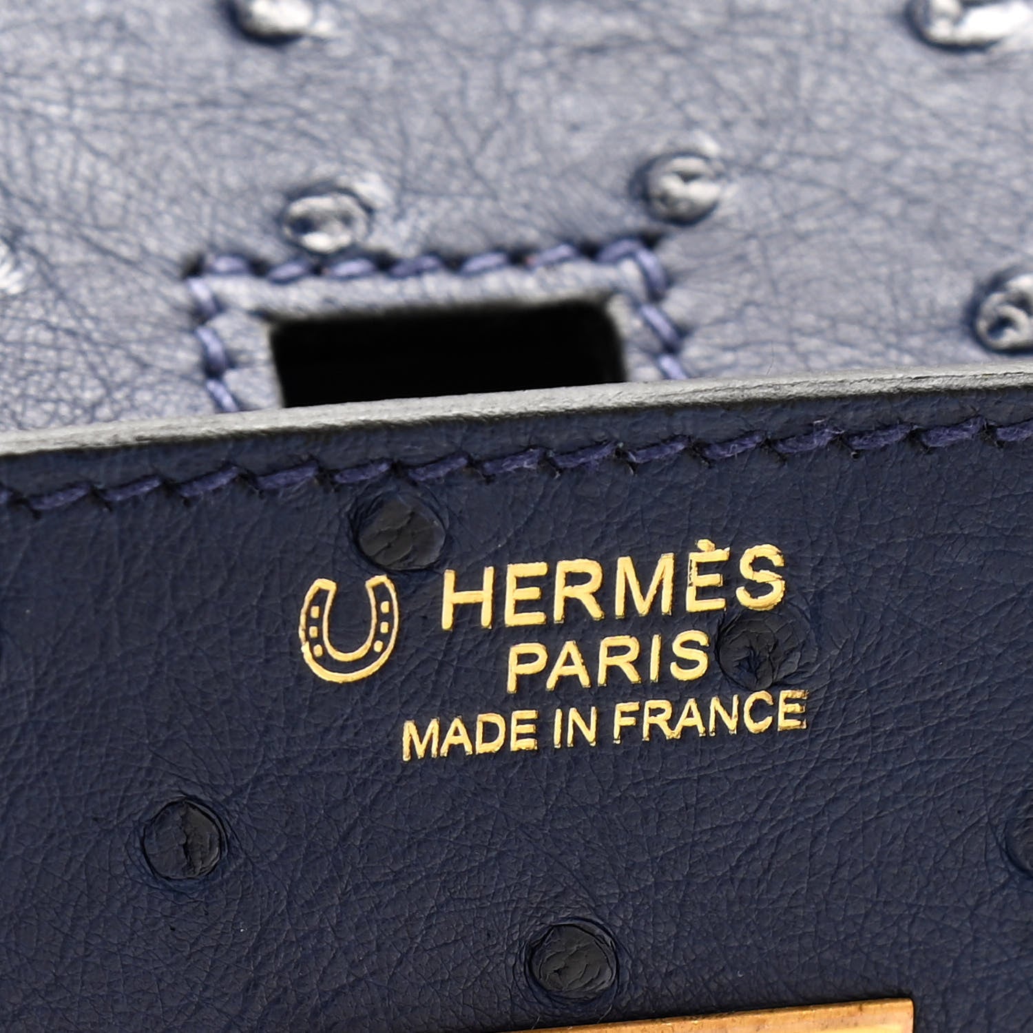 Hermes Ostrich Horseshoe Birkin 30 Bleu Iris Gris Agate 5 of 9