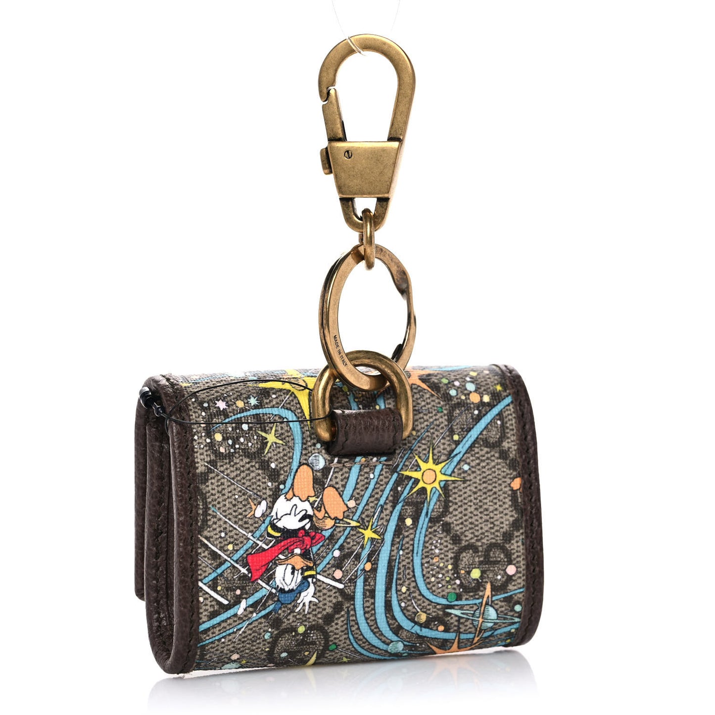 X DISNEY GG Supreme Monogram Donald Duck Interlocking G Key Pouch Beige Multicolor New Acero