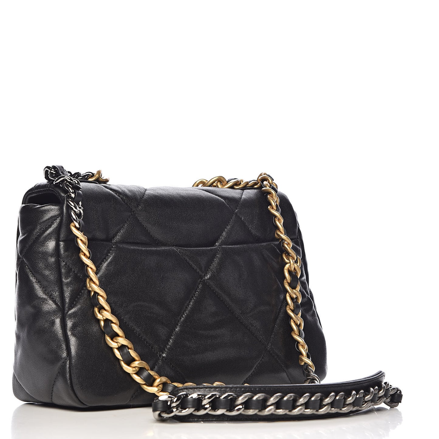 Lambskin Quilted Medium 19 Flap Black