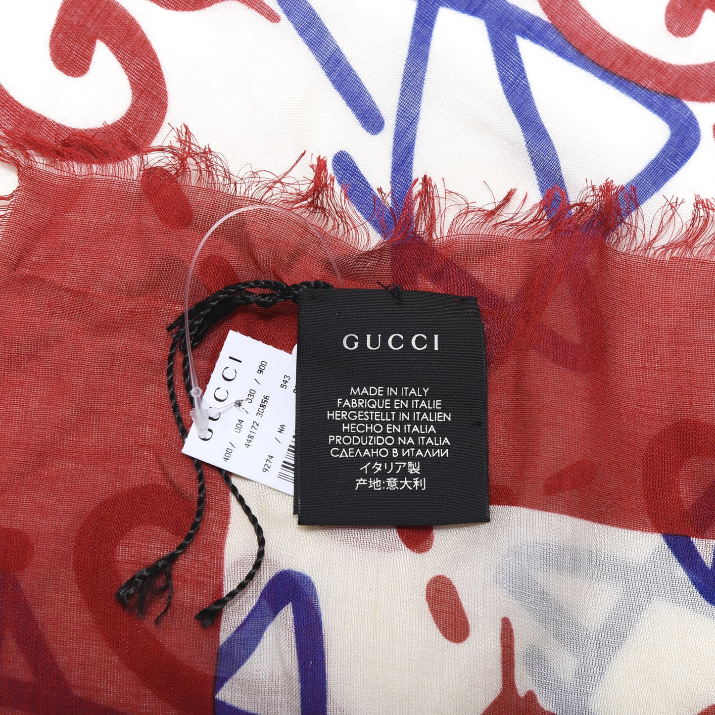 Modal Silk GucciGhost Print Shawl Red Multicolor