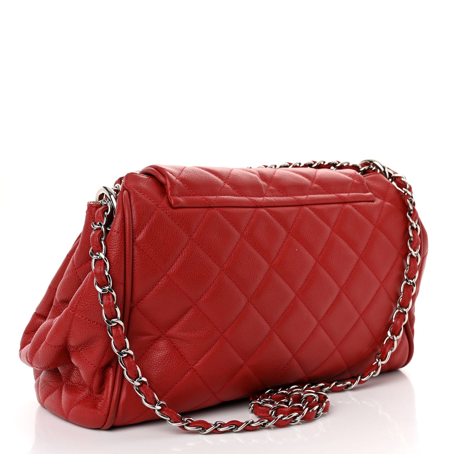 Caviar Quilted Timeless Accordion Flap Red