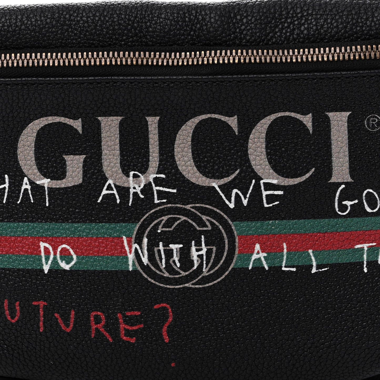 Grained Calfskin Coco Capitan Logo Belt Bag Black