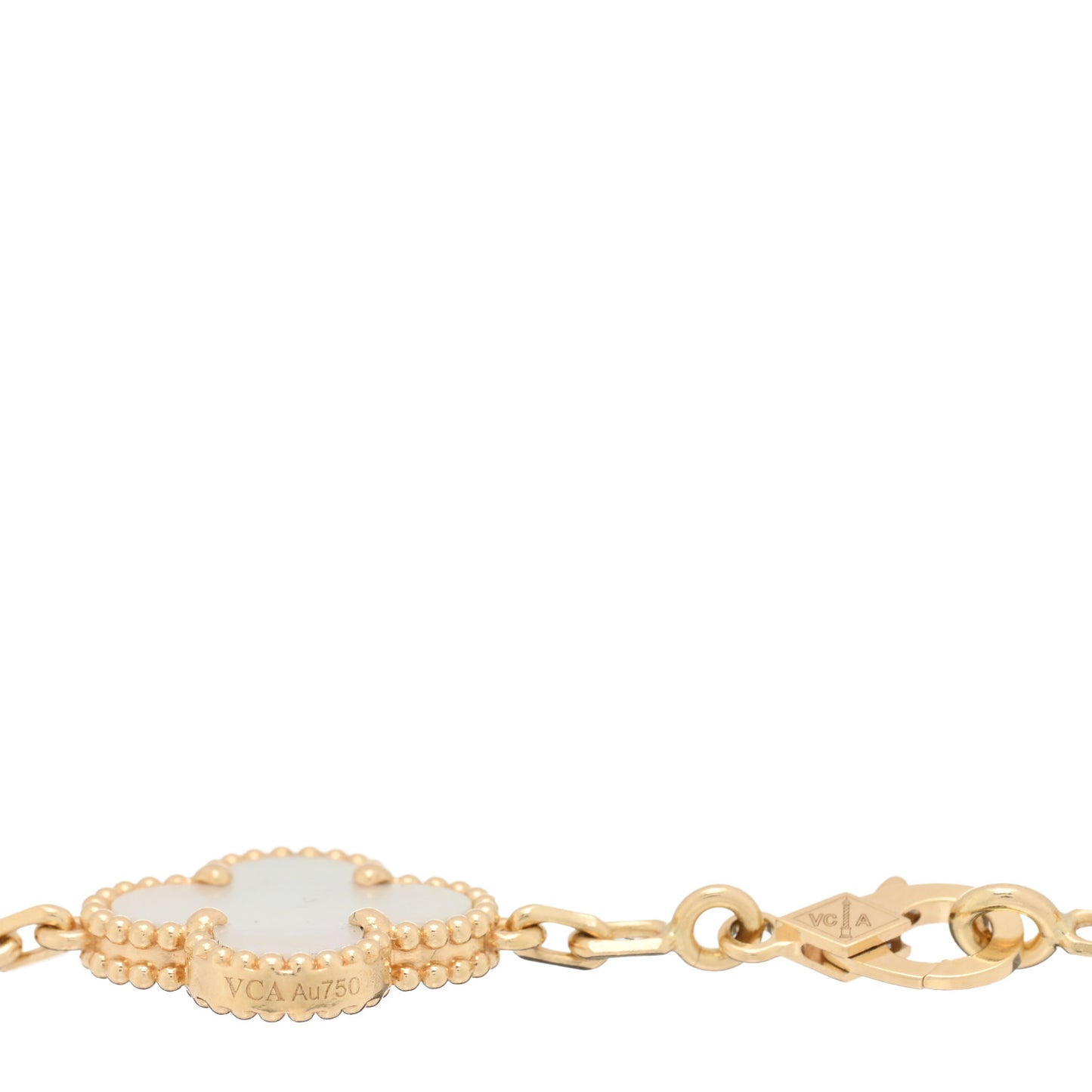 18K Yellow Gold Mother of Pearl 5 Motifs Vintage Alhambra Bracelet