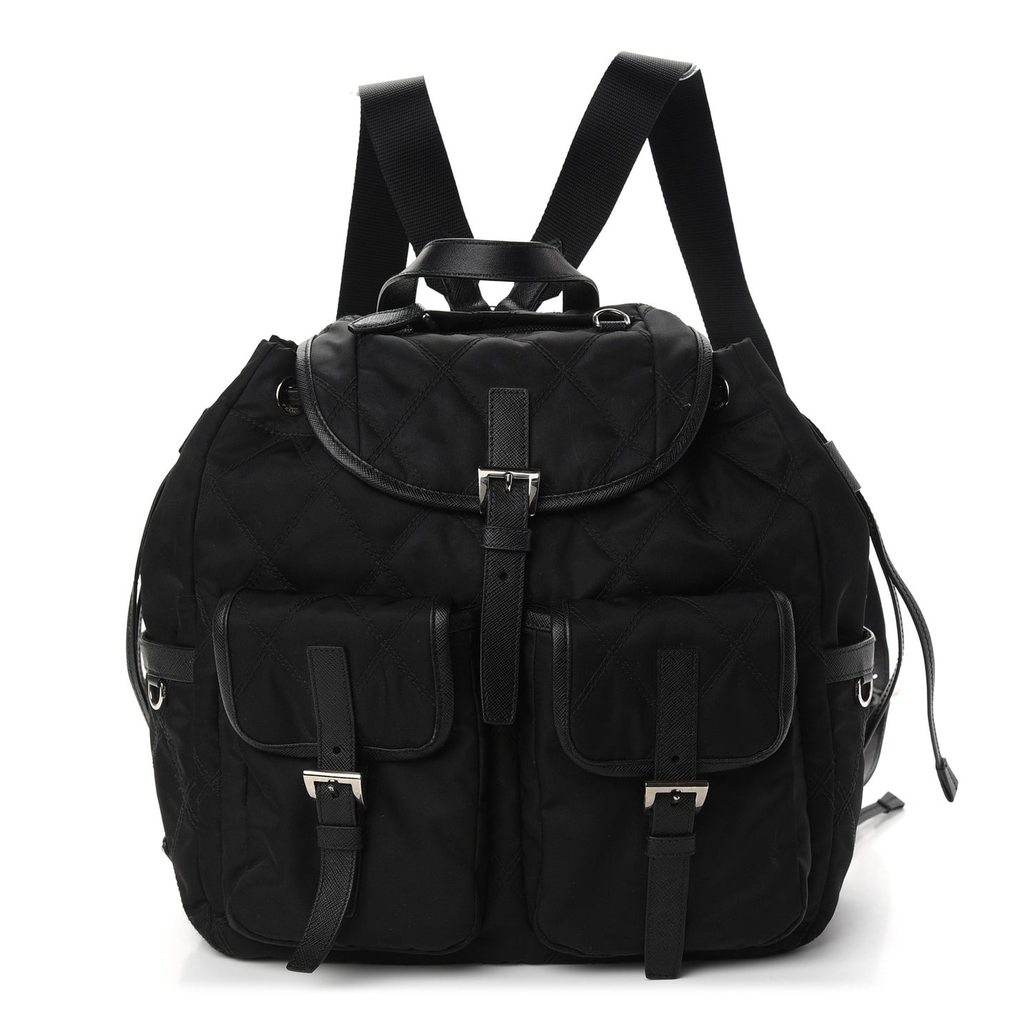 Tessuto Nylon Saffiano Vela Quilted Backpack Black