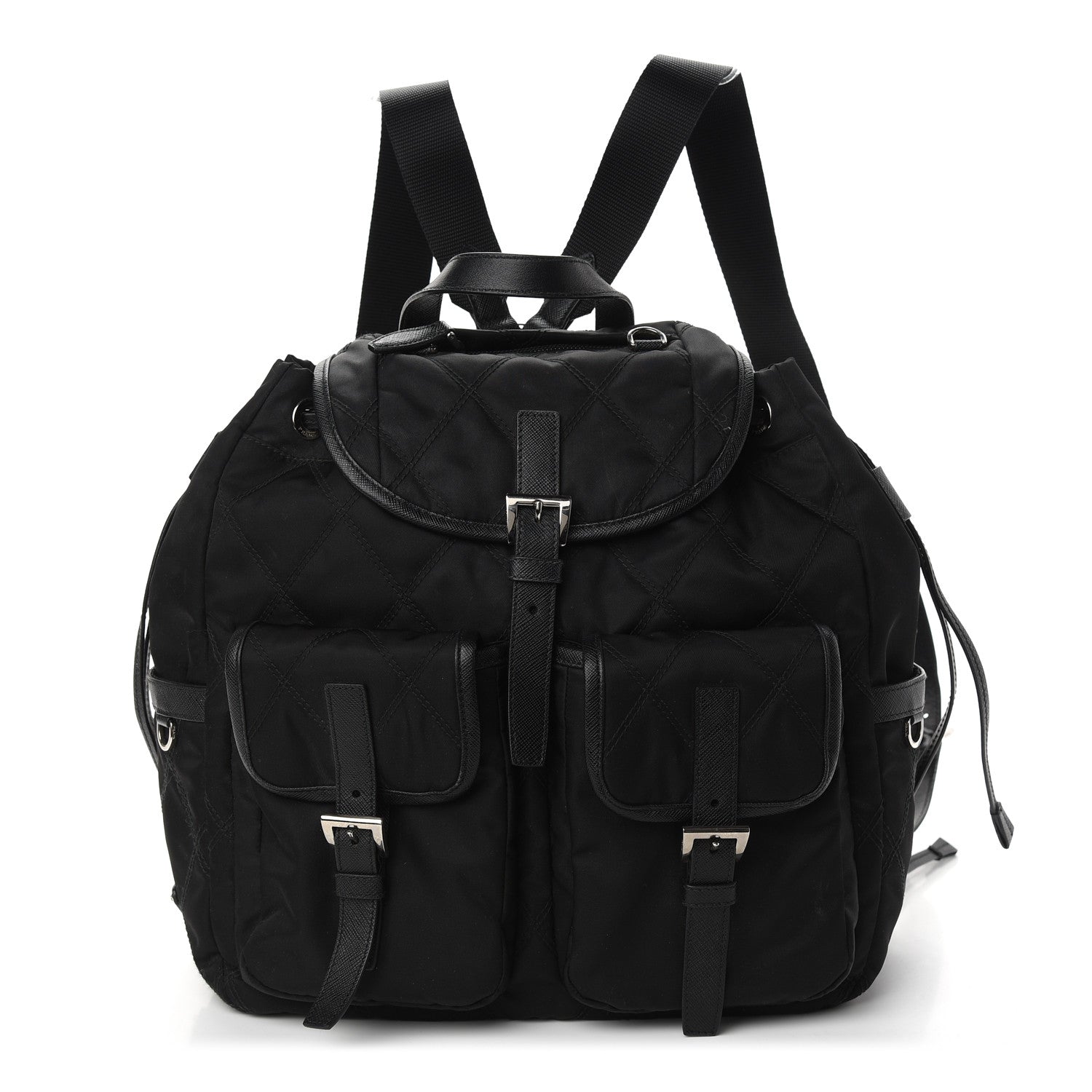 Prada Tessuto Nylon Saffiano Vela Quilted Backpack Black 1 of 9