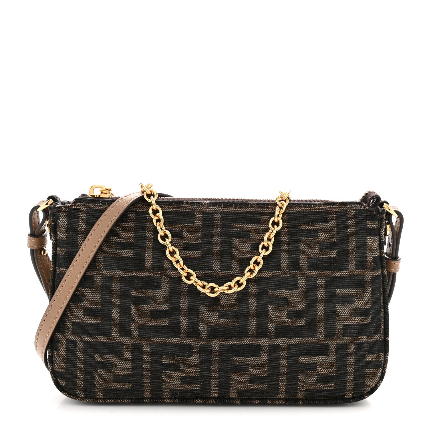 Fendi Fabric Jacquard Vitello Grace FF 1974 Baguette Pouch Tobacco Moro Sand 1915064 – FASHIONPHILE