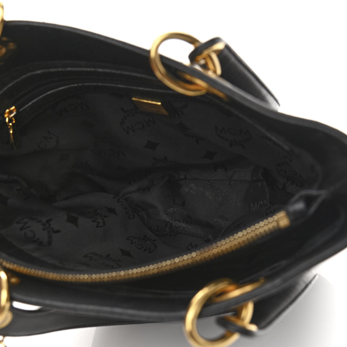 Grained Calfskin Studded Bucket Bag Black