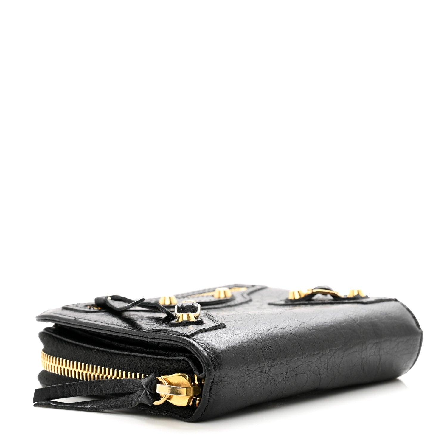 Balenciaga Agneau Classic Gold Hardware Compact Wallet Black 4 of 9