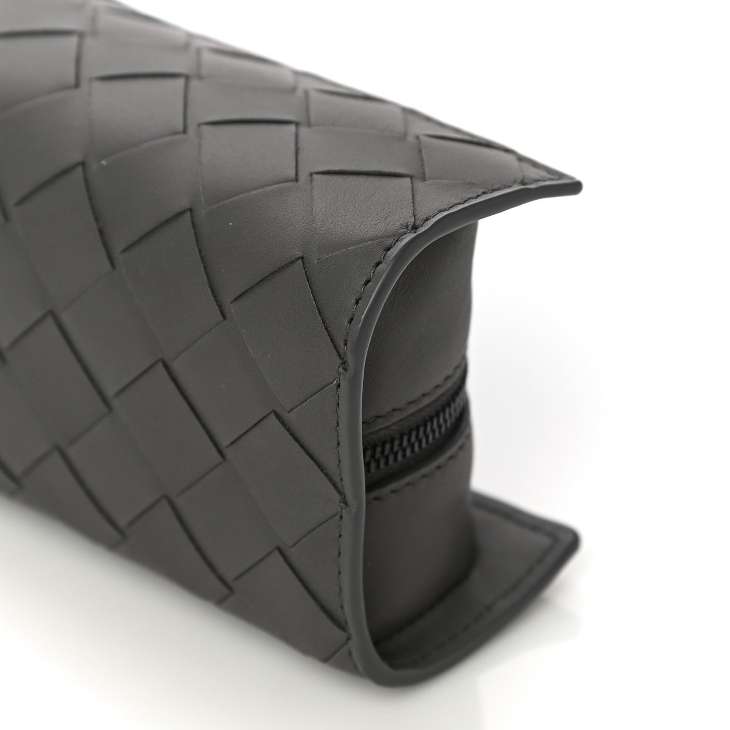 Nappa Maxi Intreccio Wristlet Pouch Graphite