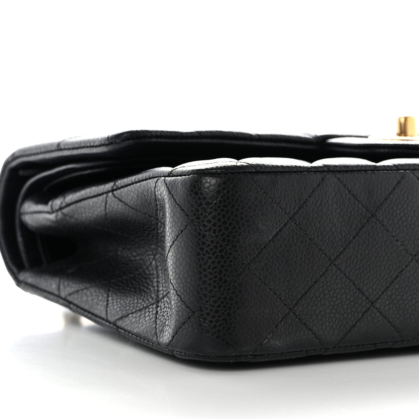 Caviar Quilted Medium Double Flap Black