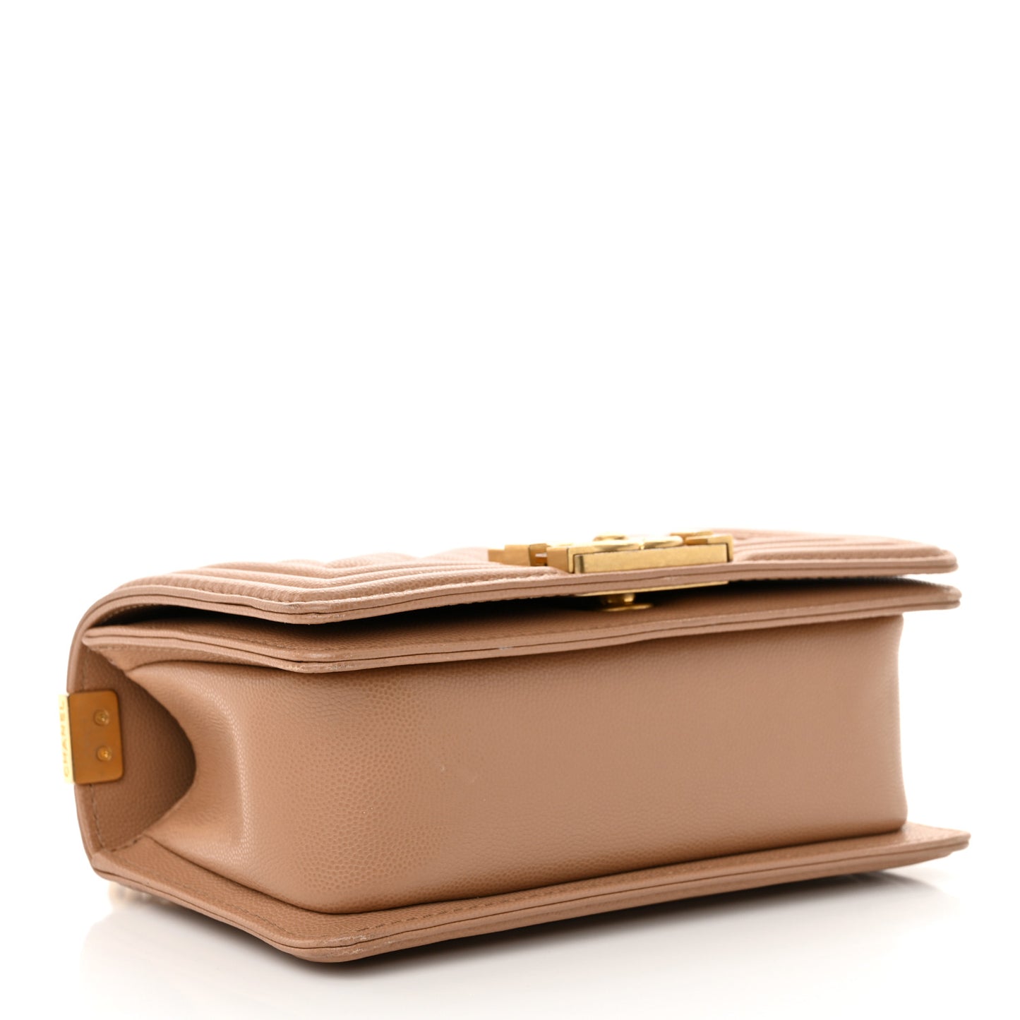 Caviar Quilted Small Top Handle Boy Flap Beige