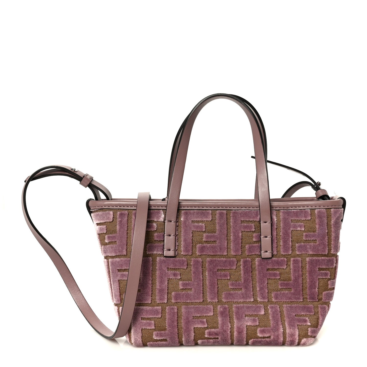 Fendi Velvet Jacquard FF Mini Roll Tote Dusty Mauve 1894032