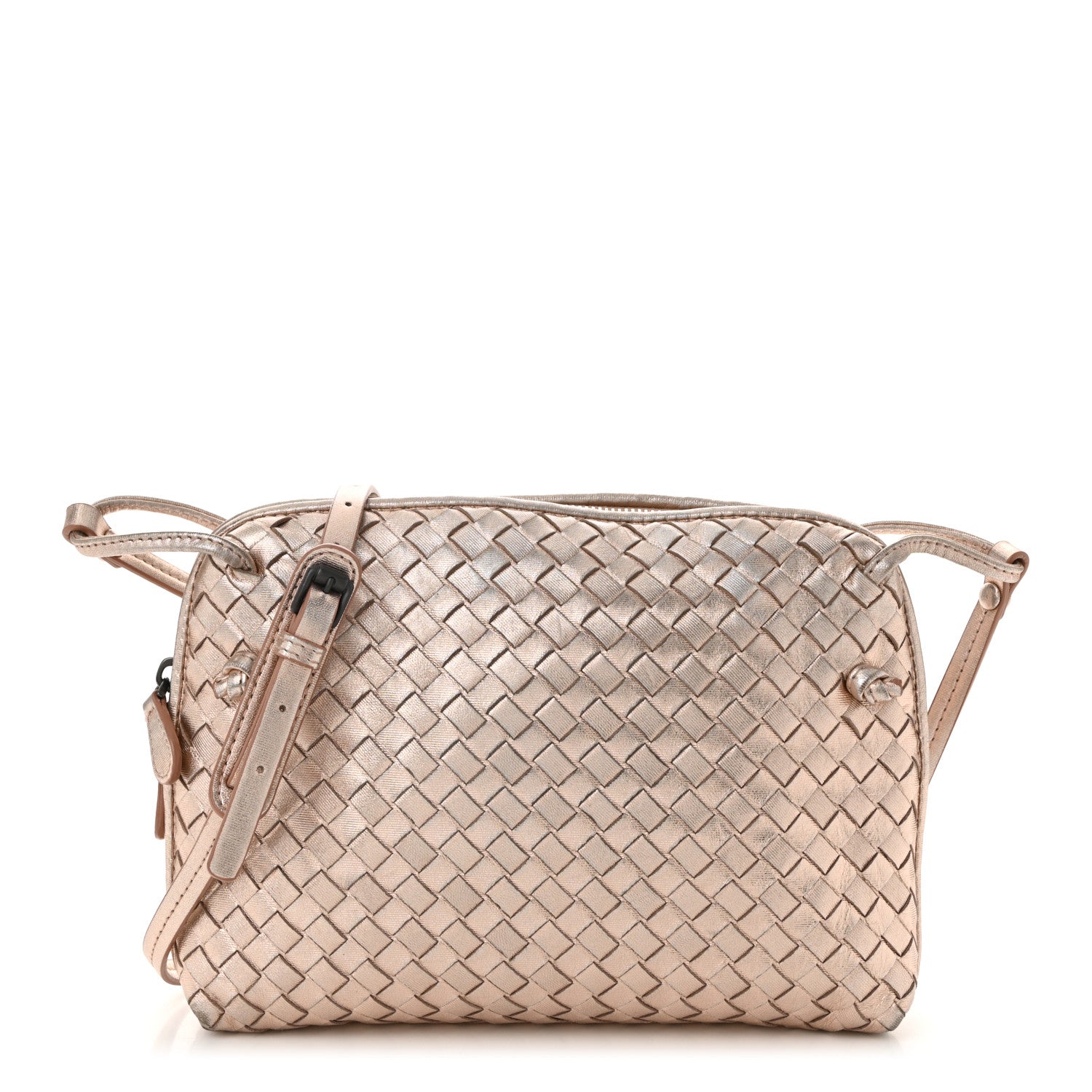 Bottega Veneta Metallic Grosgrain Intrecciato Nodini Crossbody