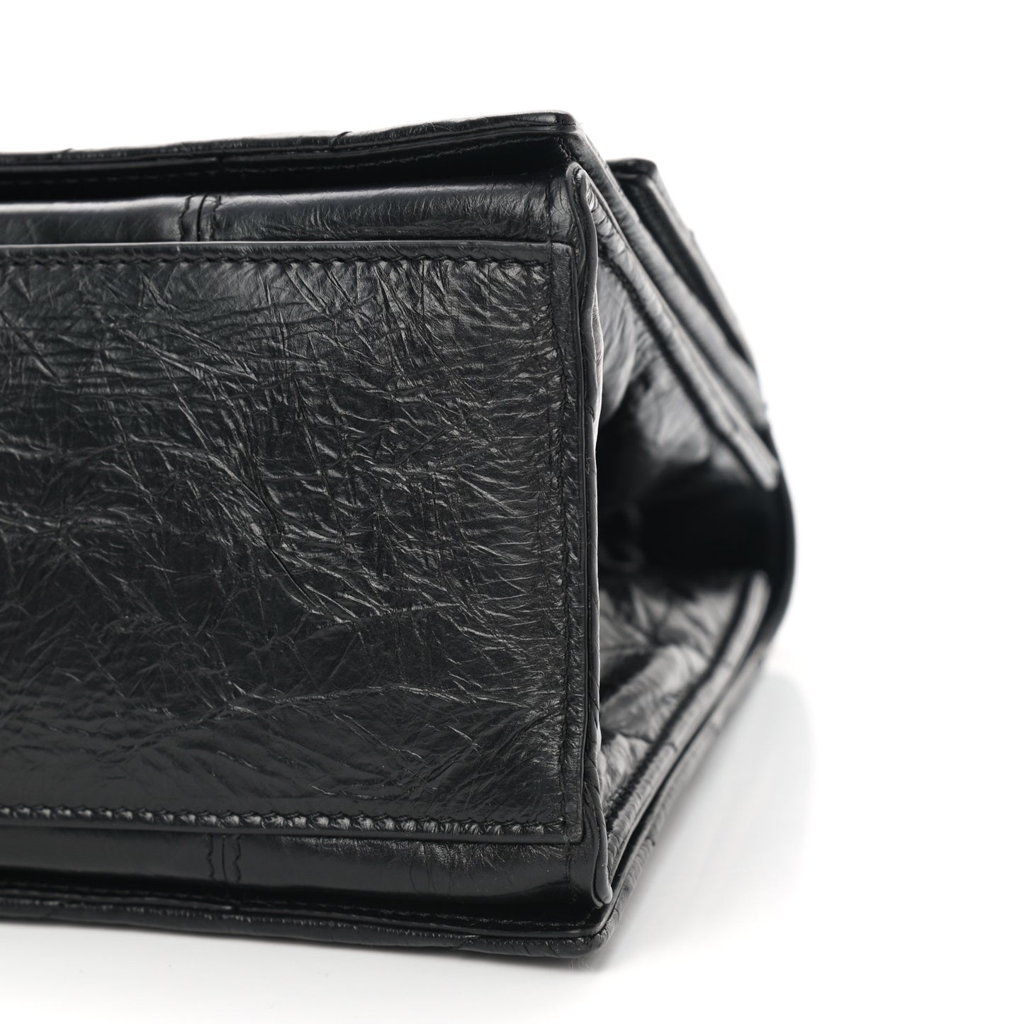 Crushed Calfskin Quilted Matte Black Hardware Medium Crush Chain Bag Black