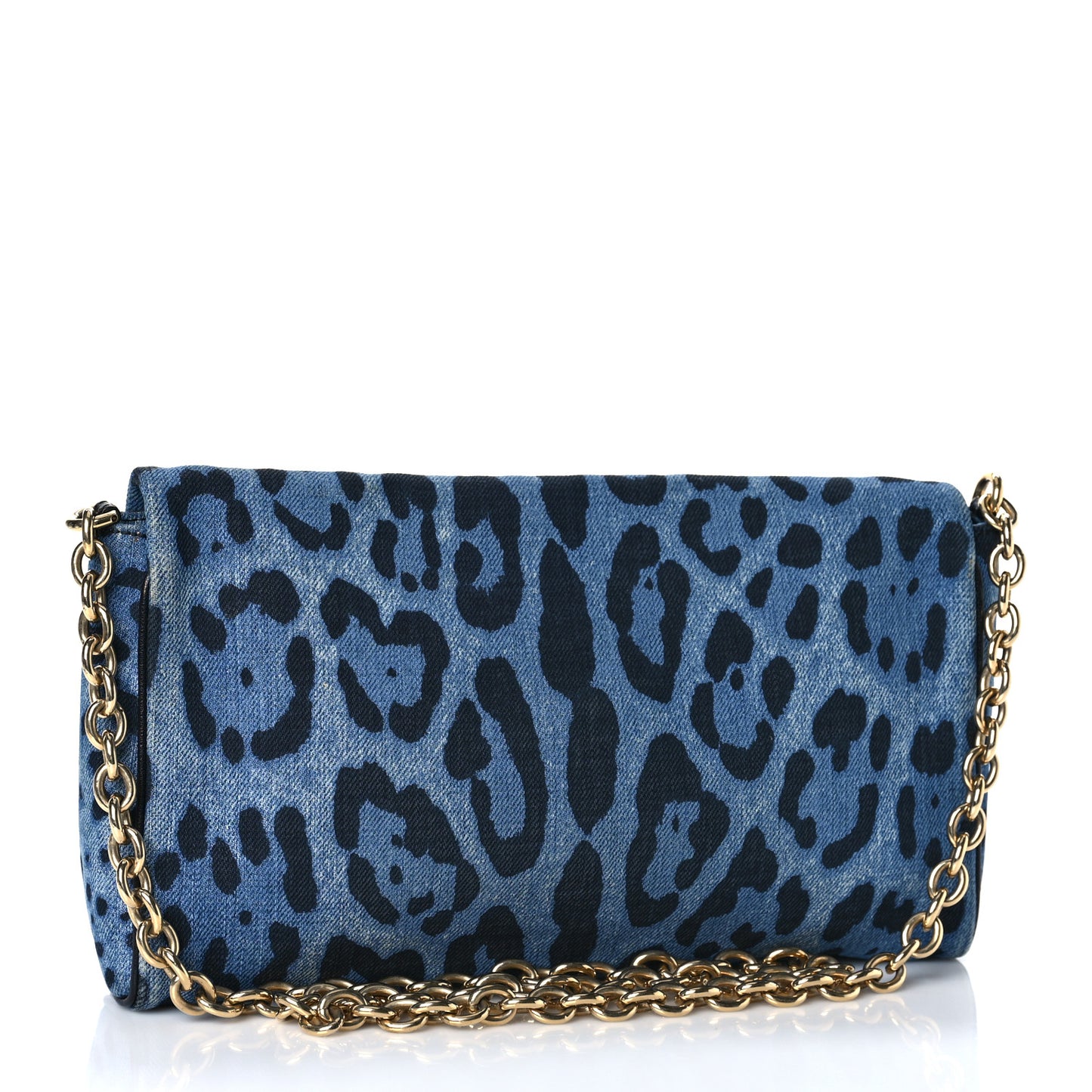 Denim Leopard Print Miss Martini Shoulder Bag Blue