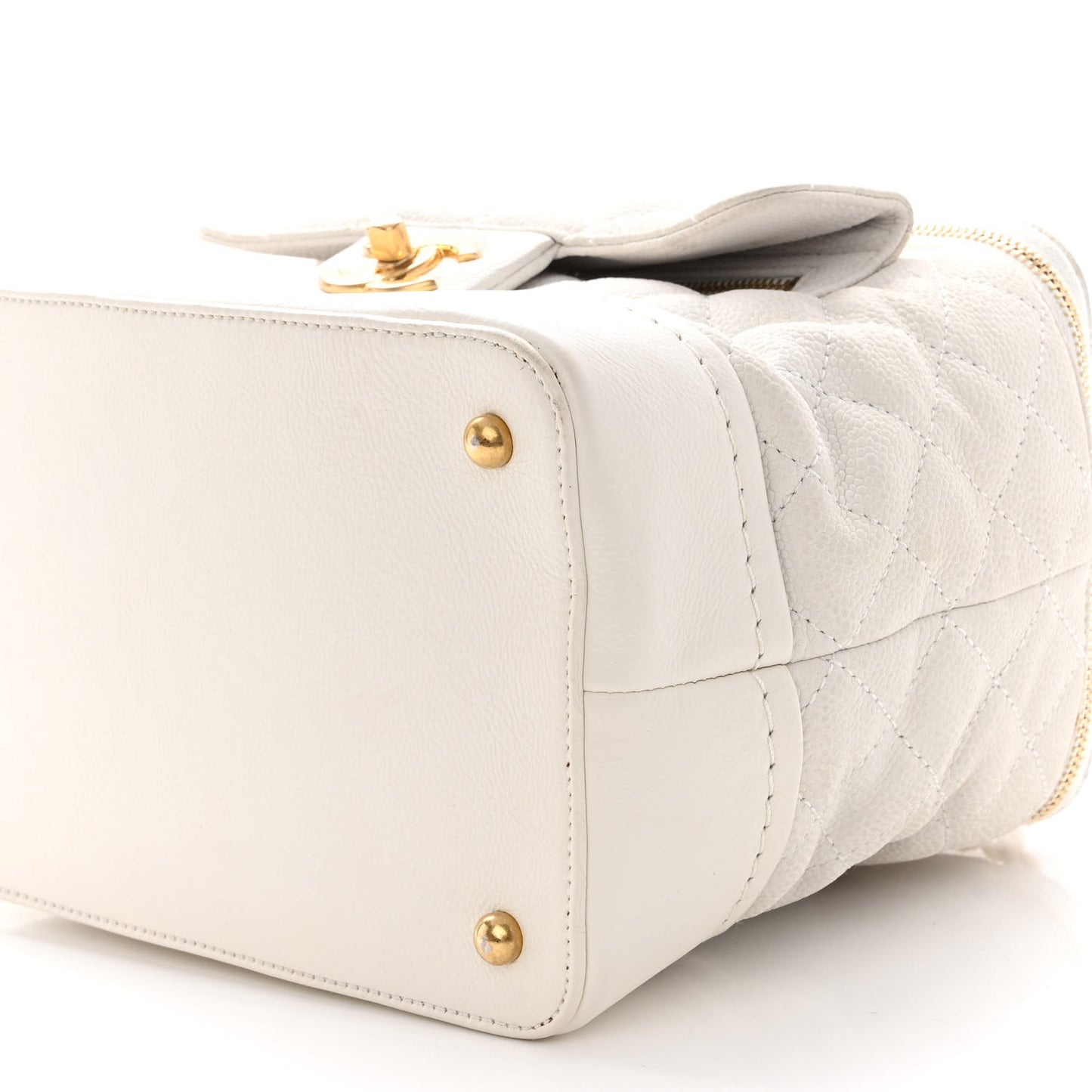 Iridescent Grained Calfskin Globe Trotter Vanity Case White