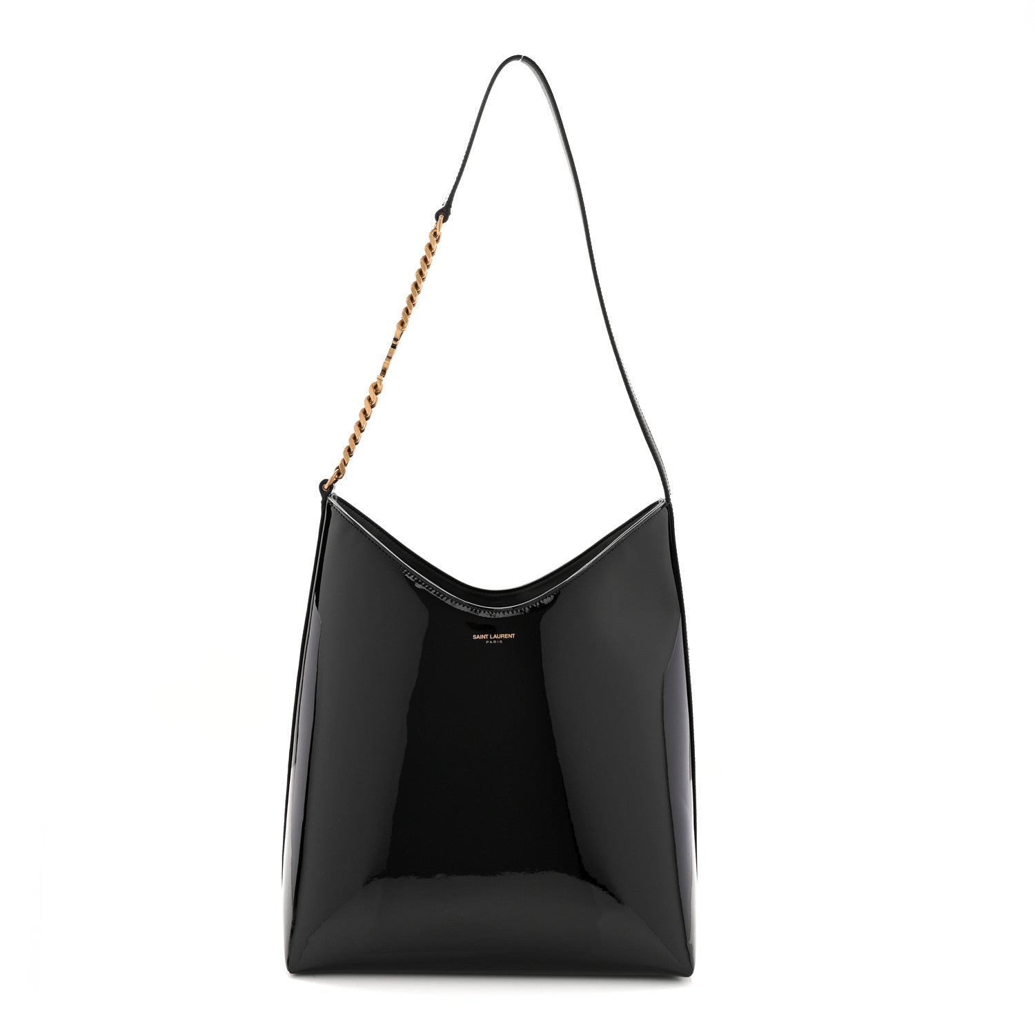 Saint Laurent Patent Calfskin Rendez-Vous Hobo Black 1855156