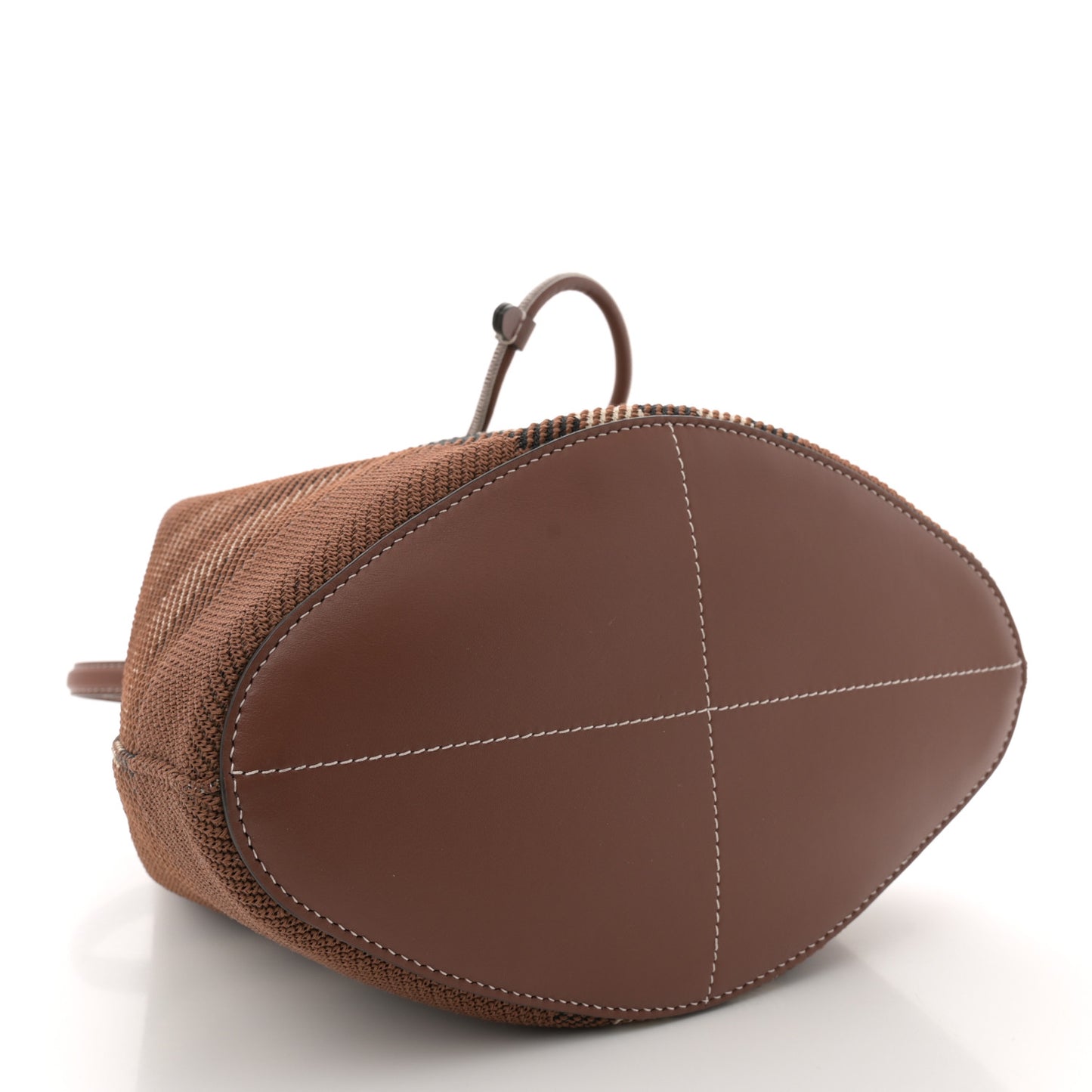 Knitted Check Calfskin TB Small Drawstring Bucket Bag Dark Birch Brown