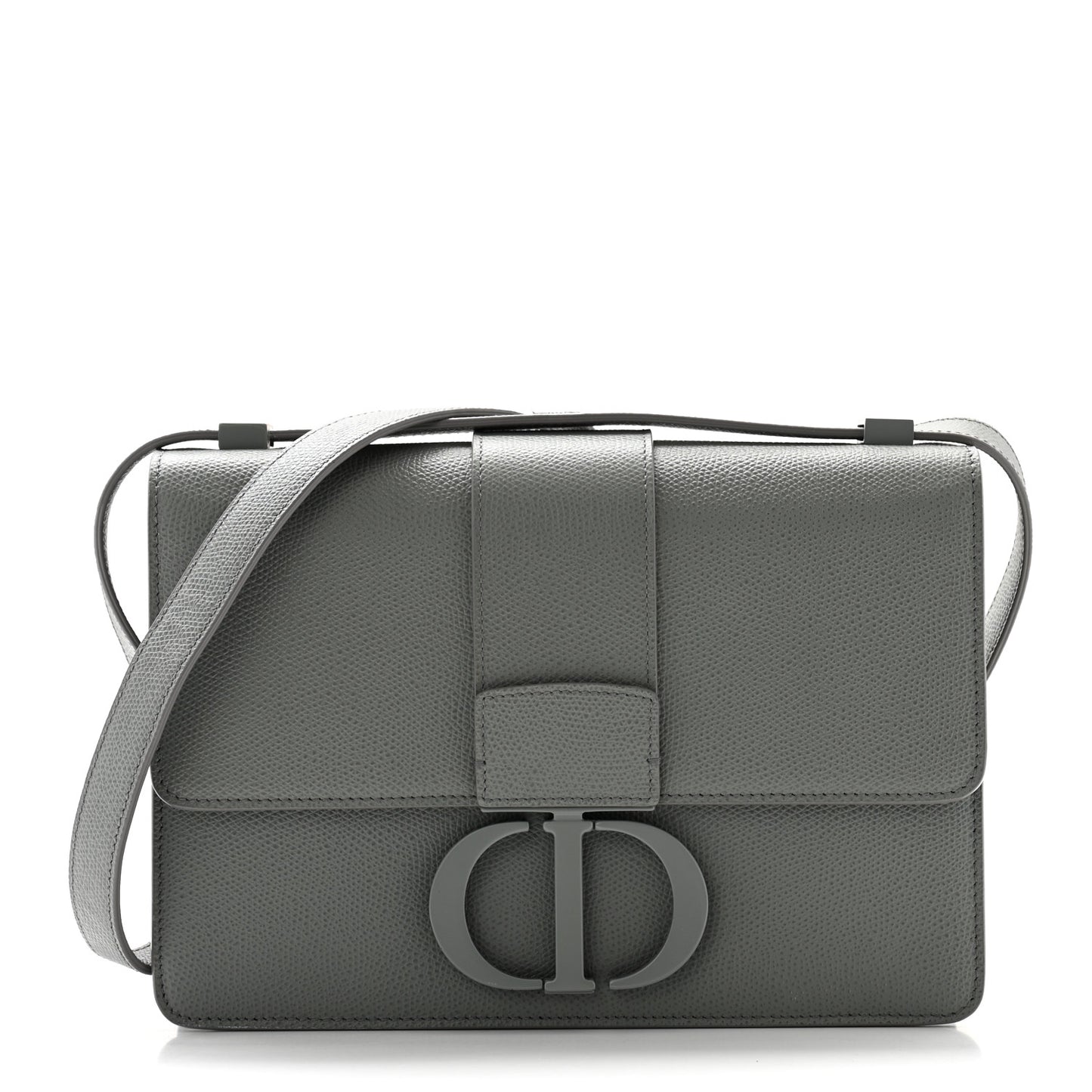 Ultra Matte Grained Calfskin 30 Montaigne Flap Bag Grey