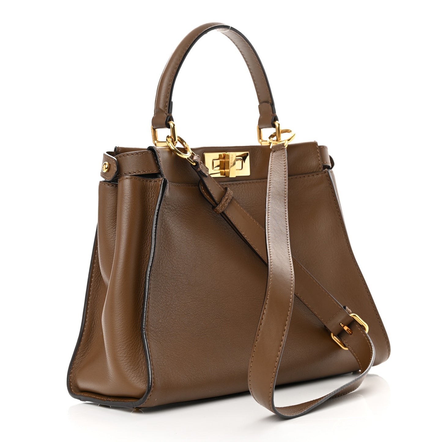 Vitello Seta Fabric Jacquard Pequin Medium Peekaboo Iconic Satchel Foresta Tobacco