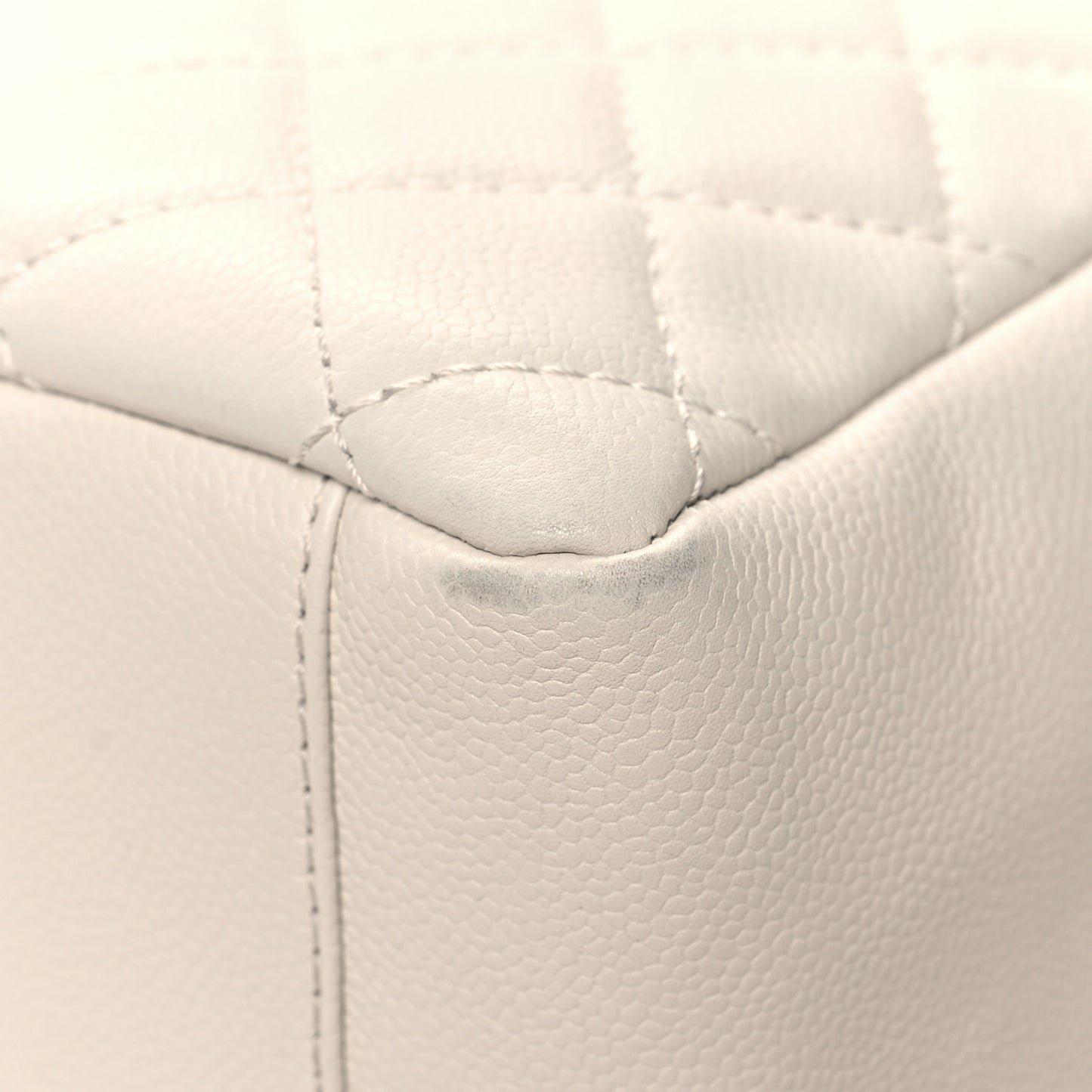 Caviar Quilted Grand Shopping Tote GST White