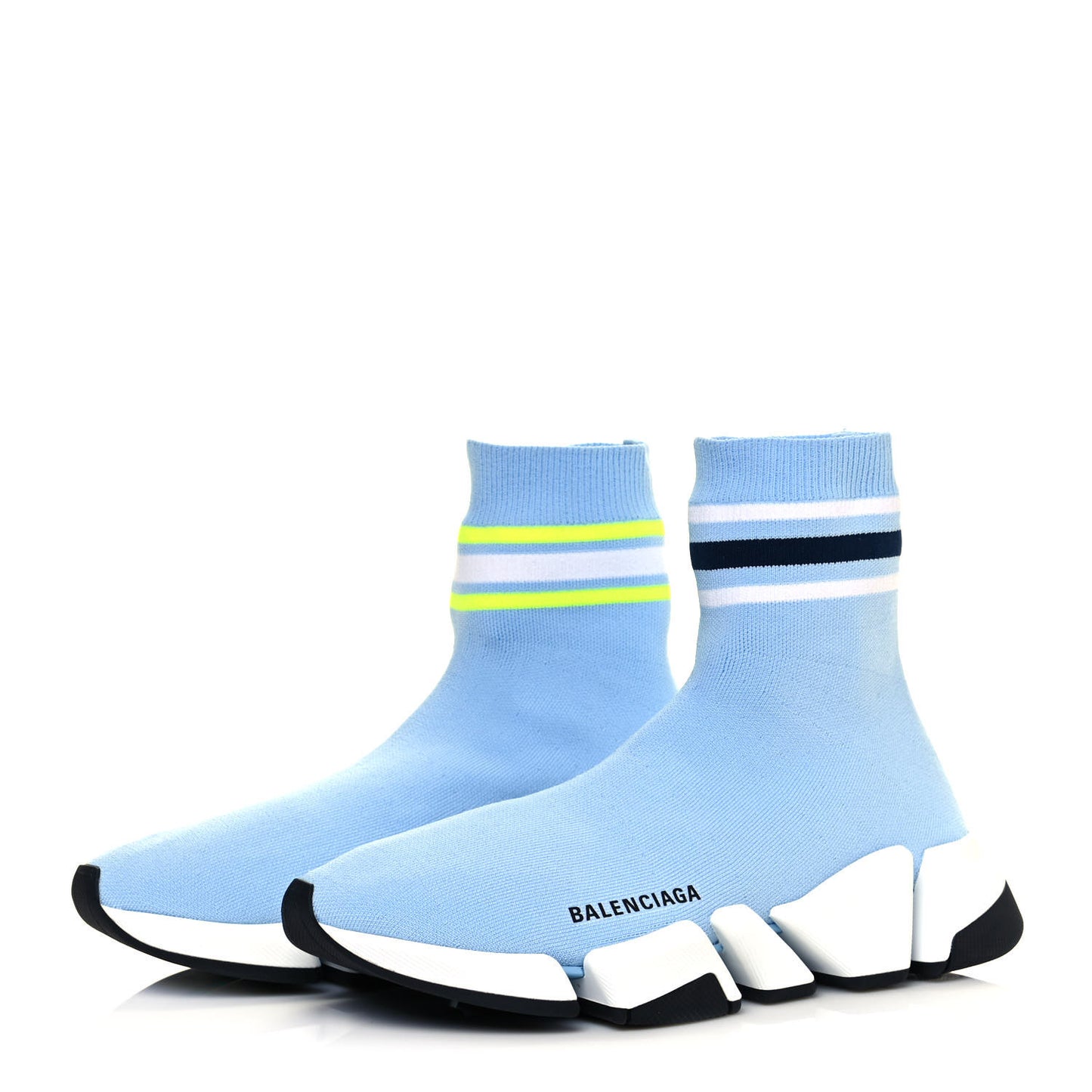 Technical 3D Recycled Knit Striped Womens Speed 2.0 Sneakers 39 Airy Blue Navy Fluorescent Yellow
