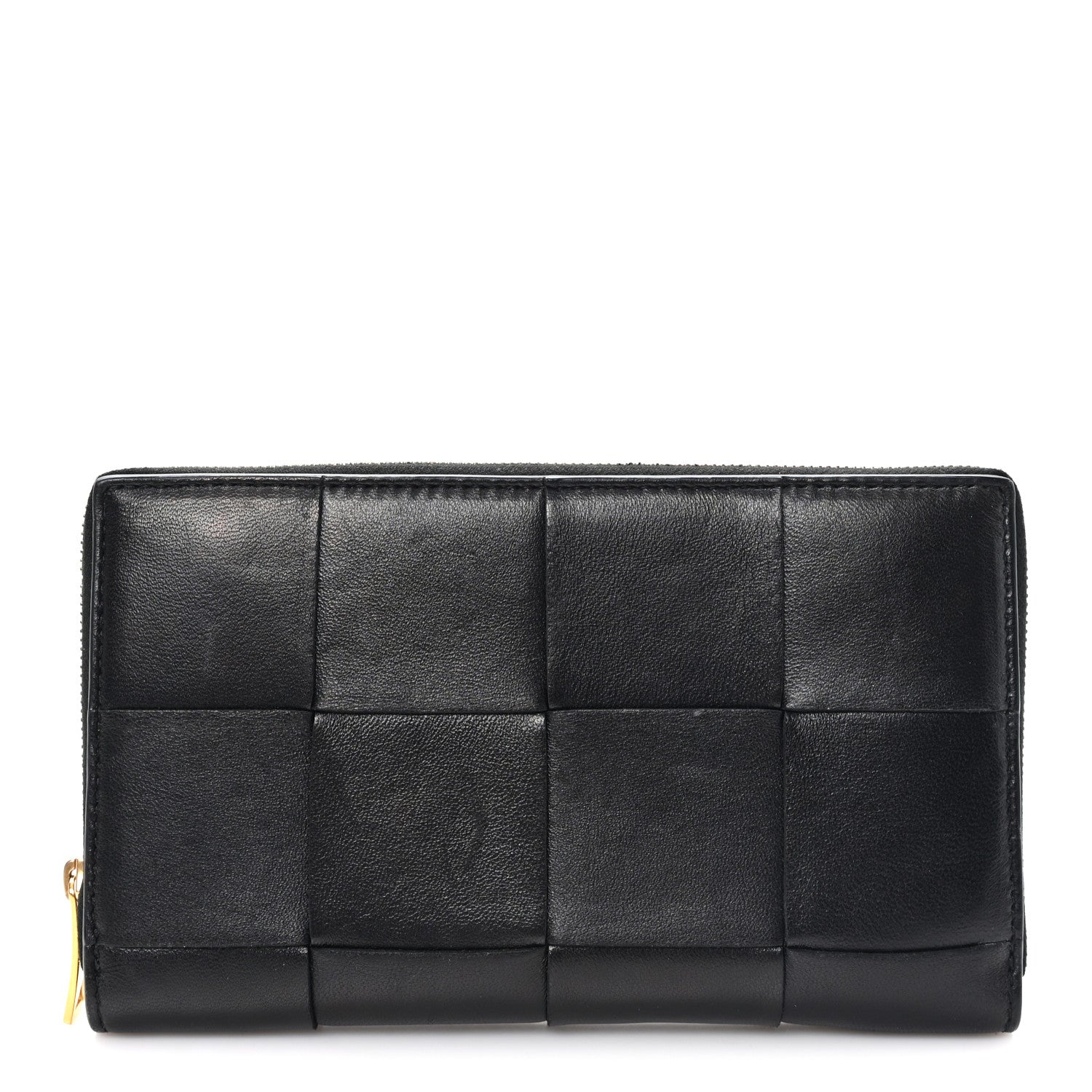 Bottega Veneta Nappa Maxi Intrecciato Zip Around Wallet Black