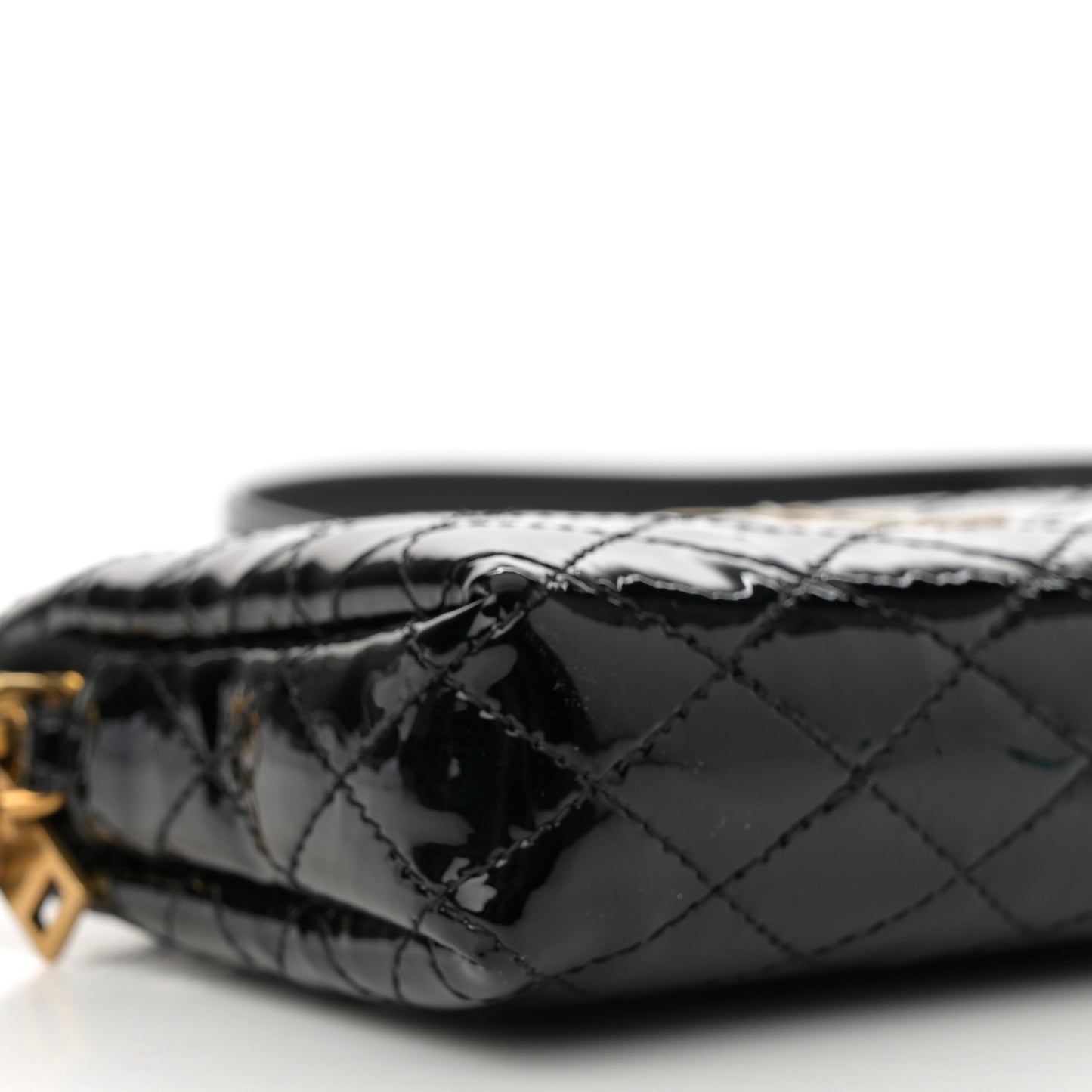 Patent Quilted Gaby Zipped Pouch Black