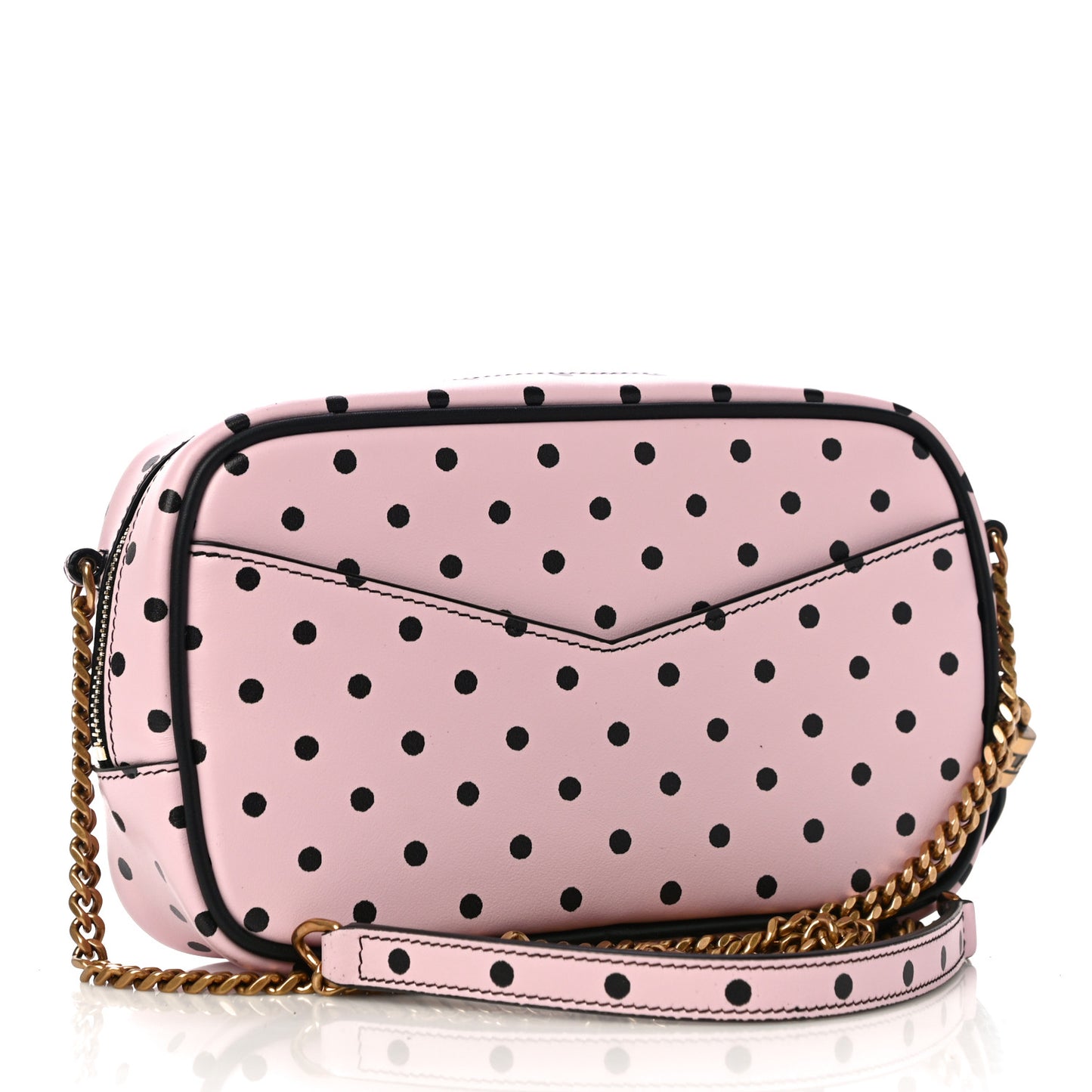 Calfskin Printed Polka Dot Mini Lou Camera Bag Pink Black